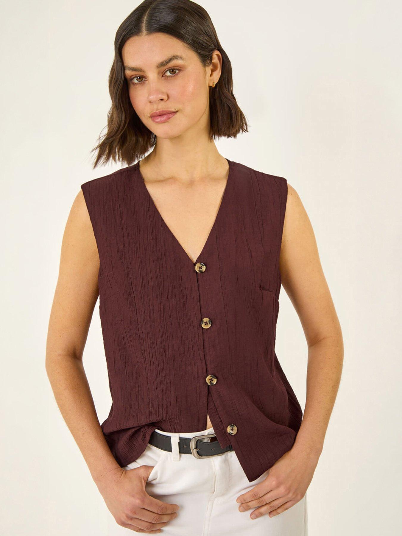 Image 1 of 5 of Roman Crinkle Button Front Blouse