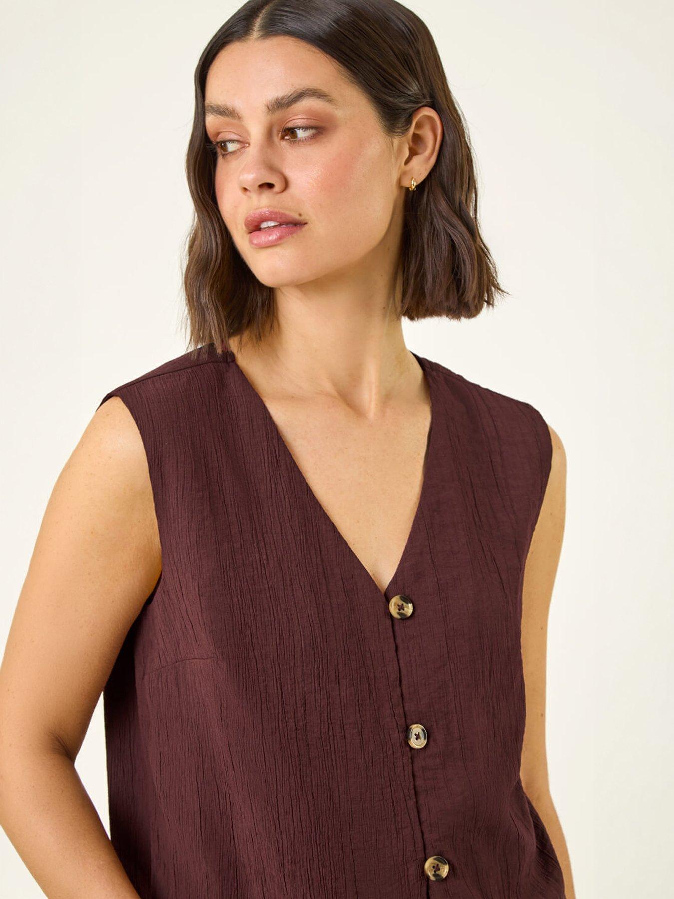 Image 4 of 5 of Roman Crinkle Button Front Blouse