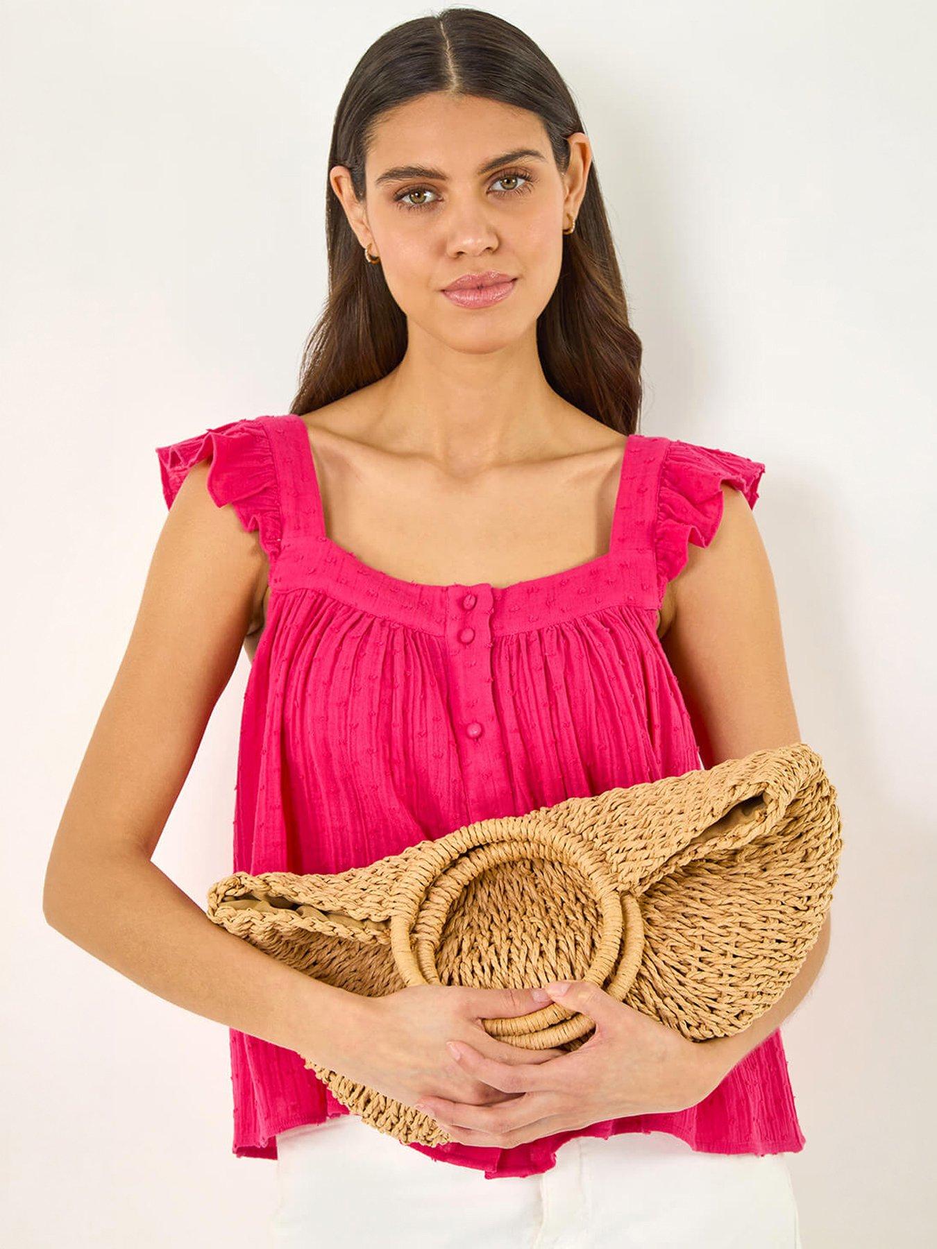 Image 1 of 5 of Roman Textured Frill Sleeve Cami Top