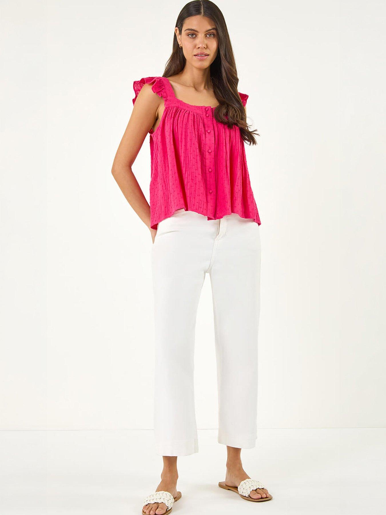 Image 5 of 5 of Roman Textured Frill Sleeve Cami Top