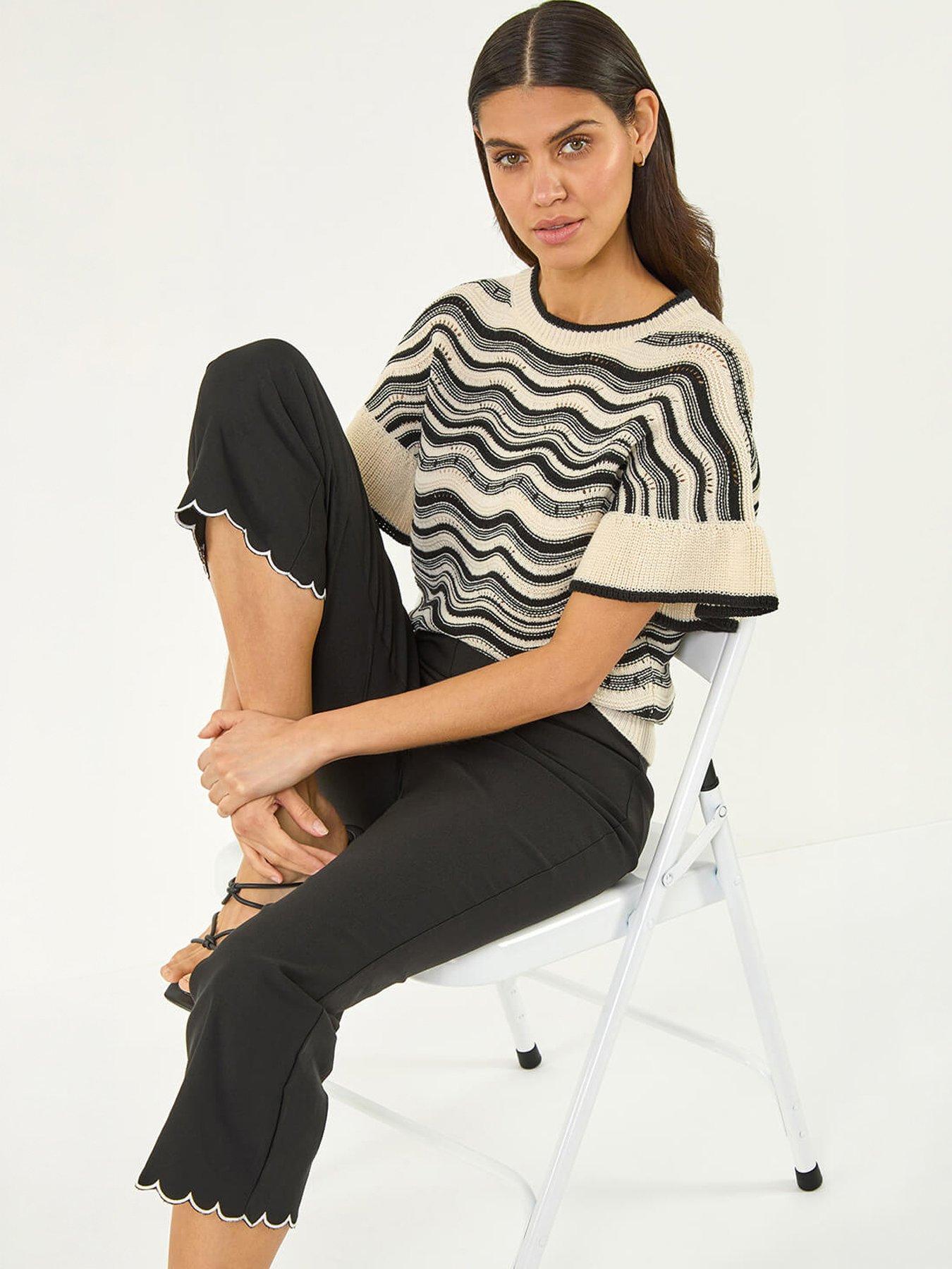 Roman Flared Stretch Cropped Trousers