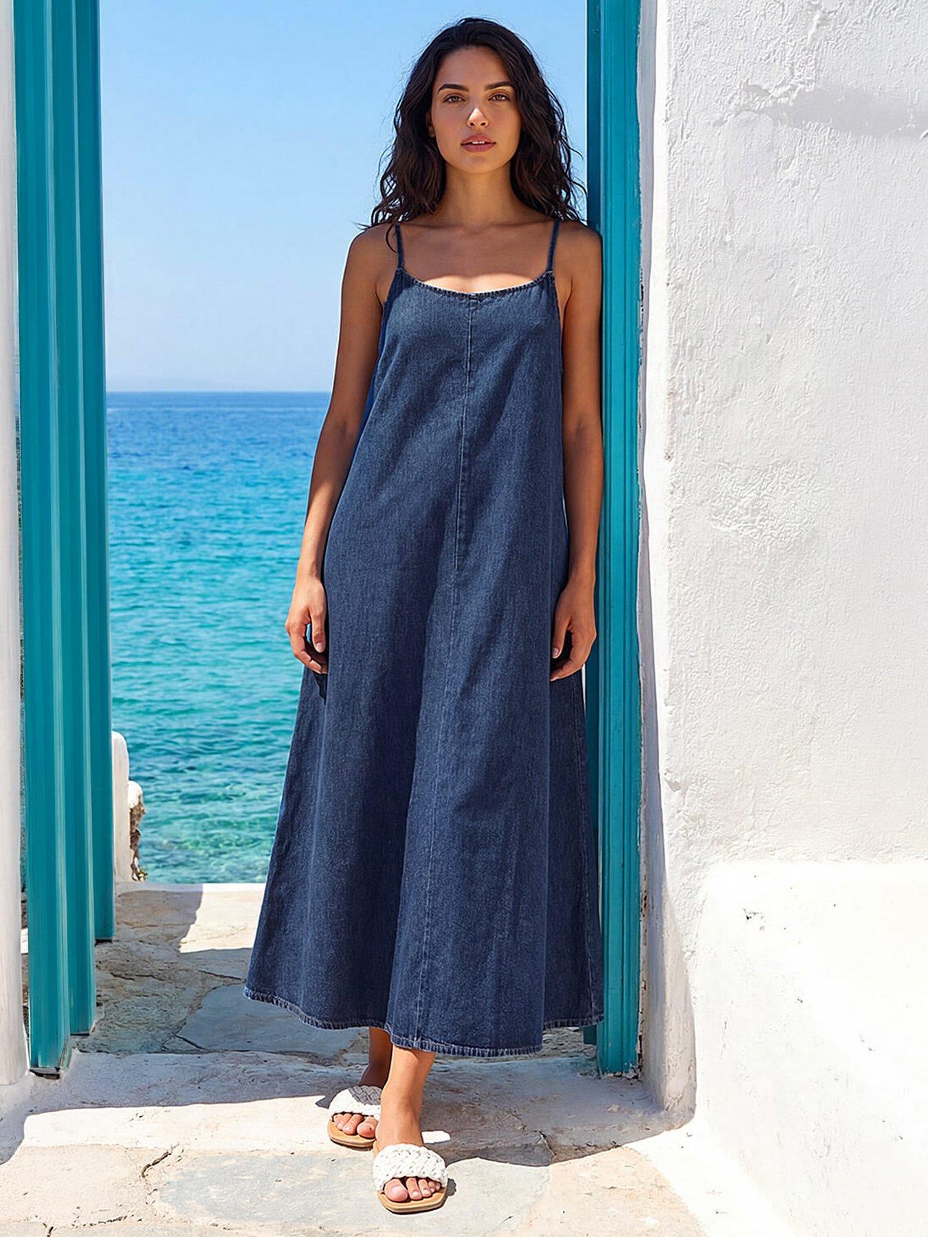 Roman Strappy A-Line Maxi Dress