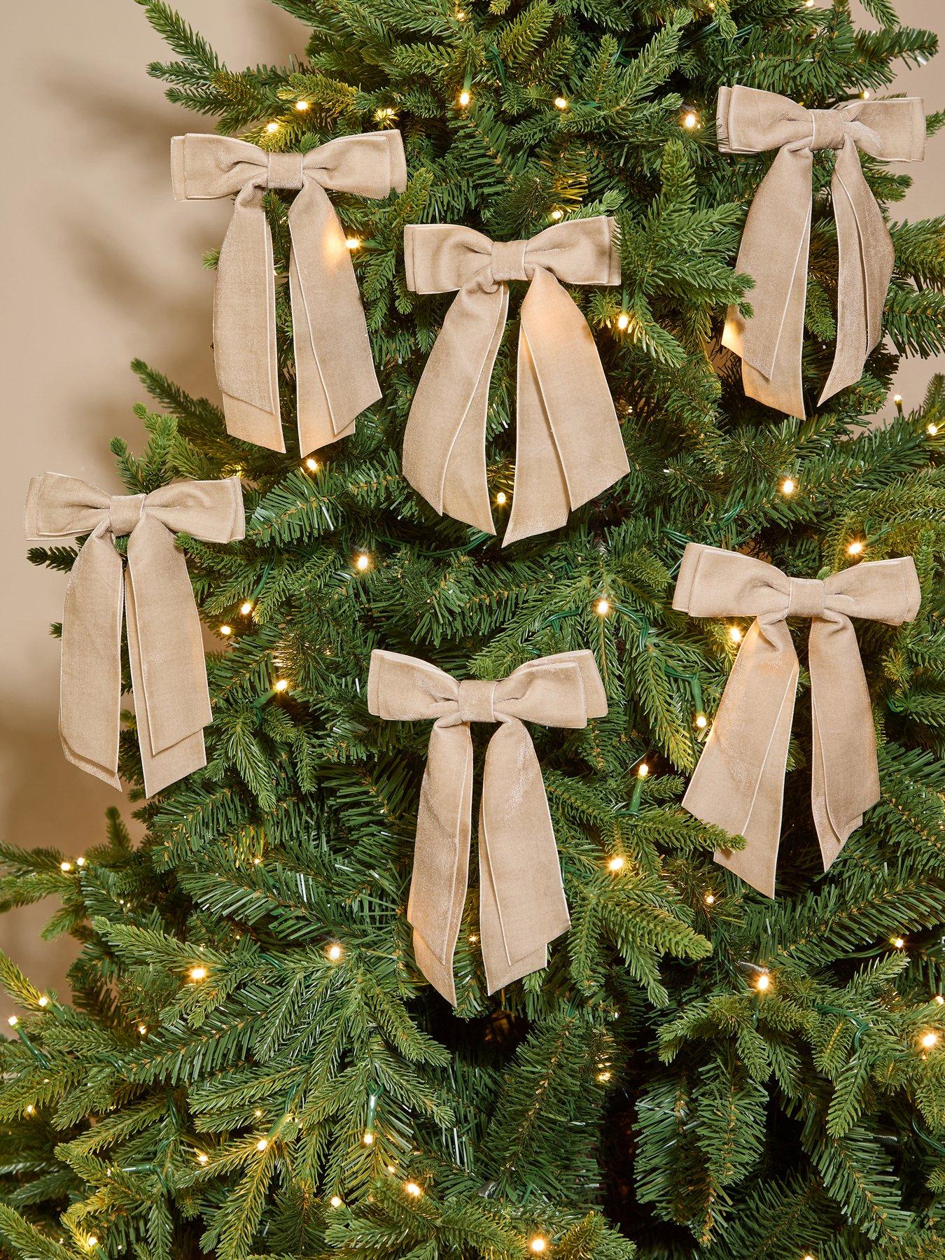 Scottish Everlastings 6pk Velvet Bows - Beige