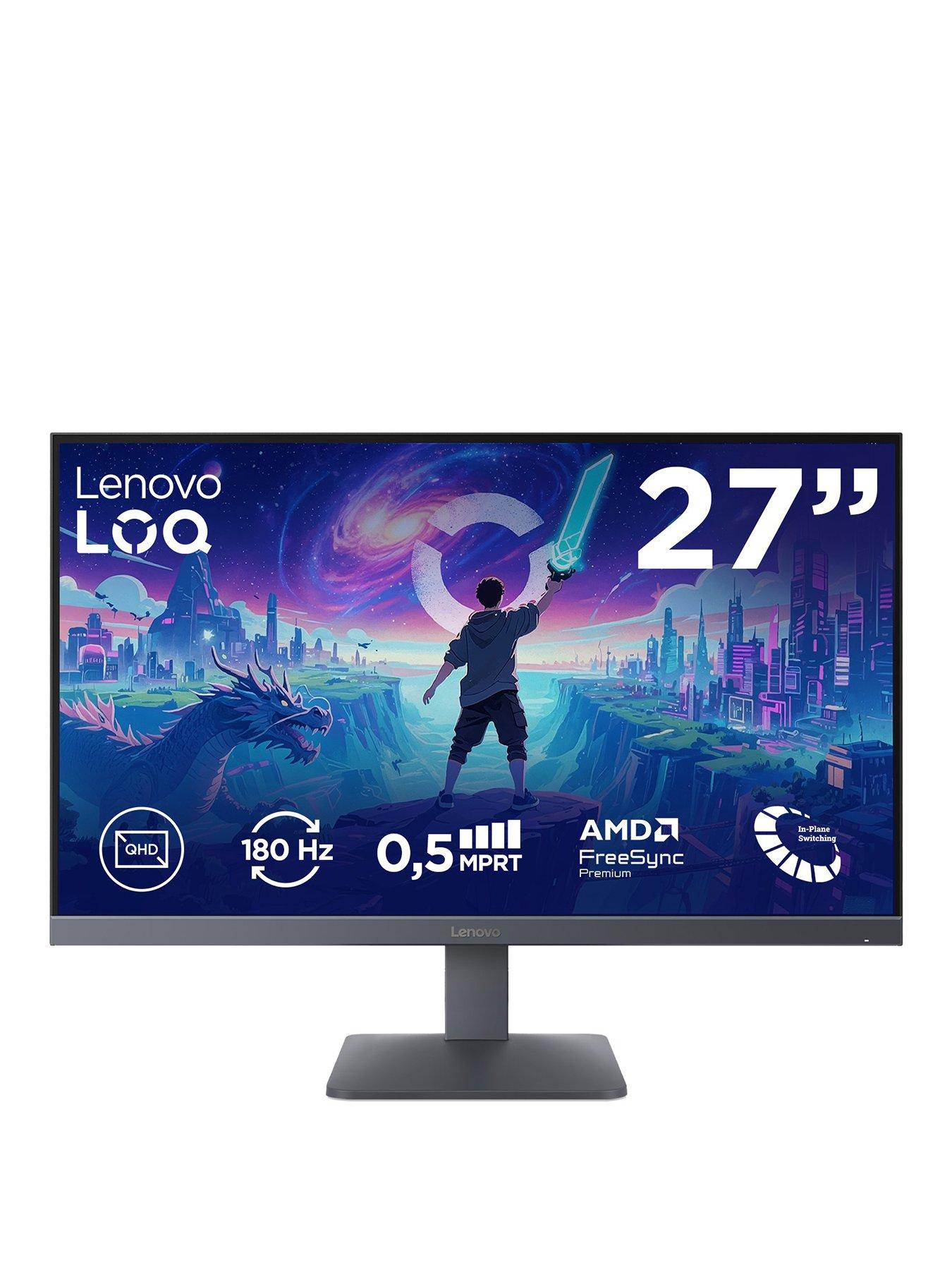 Lenovo LOQ 27Q-10 27" QHD IPS Gaming Monitor 180Hz, HDR10, AMD FreeSync, PC & Console Compatible