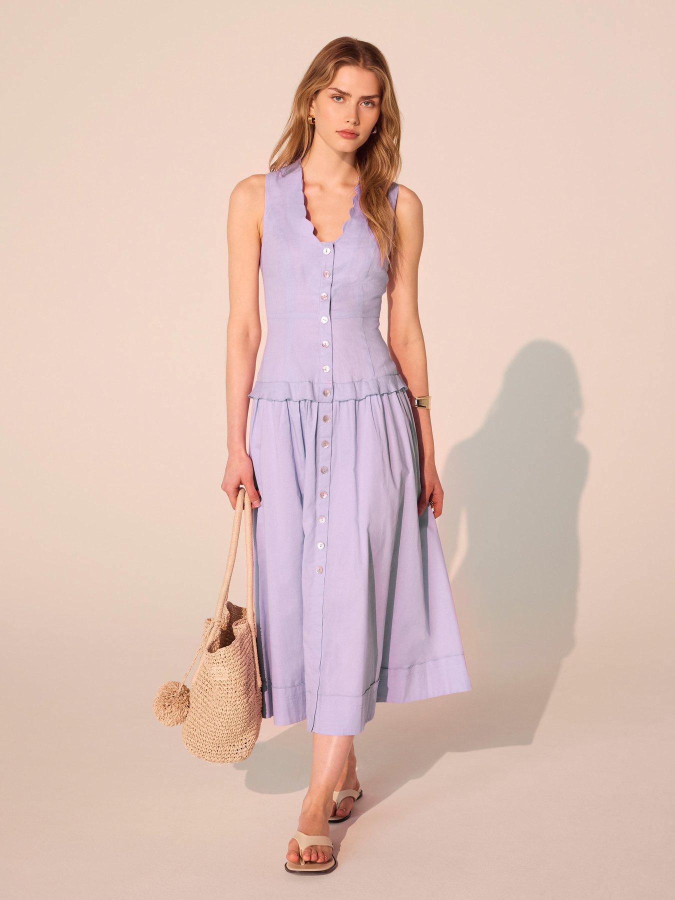 Mint Velvet Lilac Drop Waist Dress - Purple