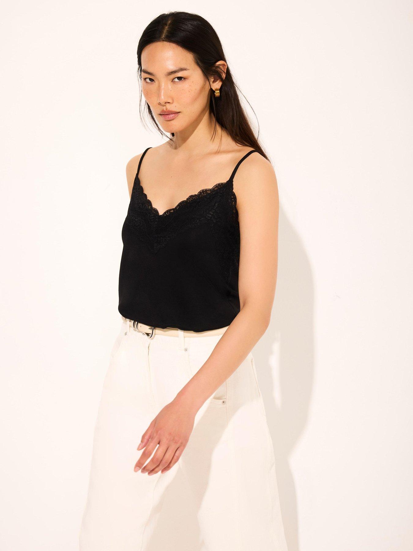 Mint Velvet Lace Detail Cami Top - Black