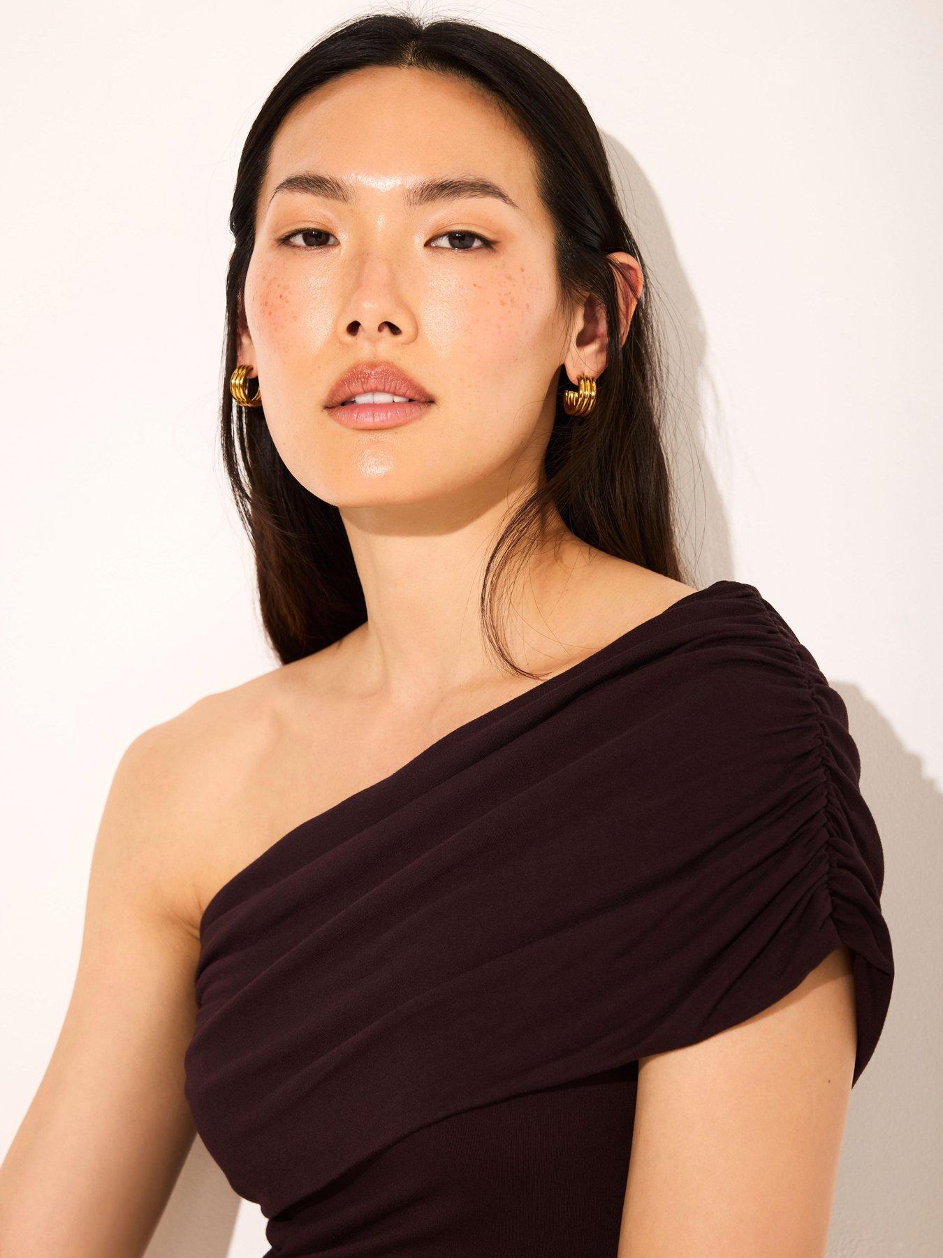 Image 4 of 6 of Mint Velvet One Shoulder Top - Brown