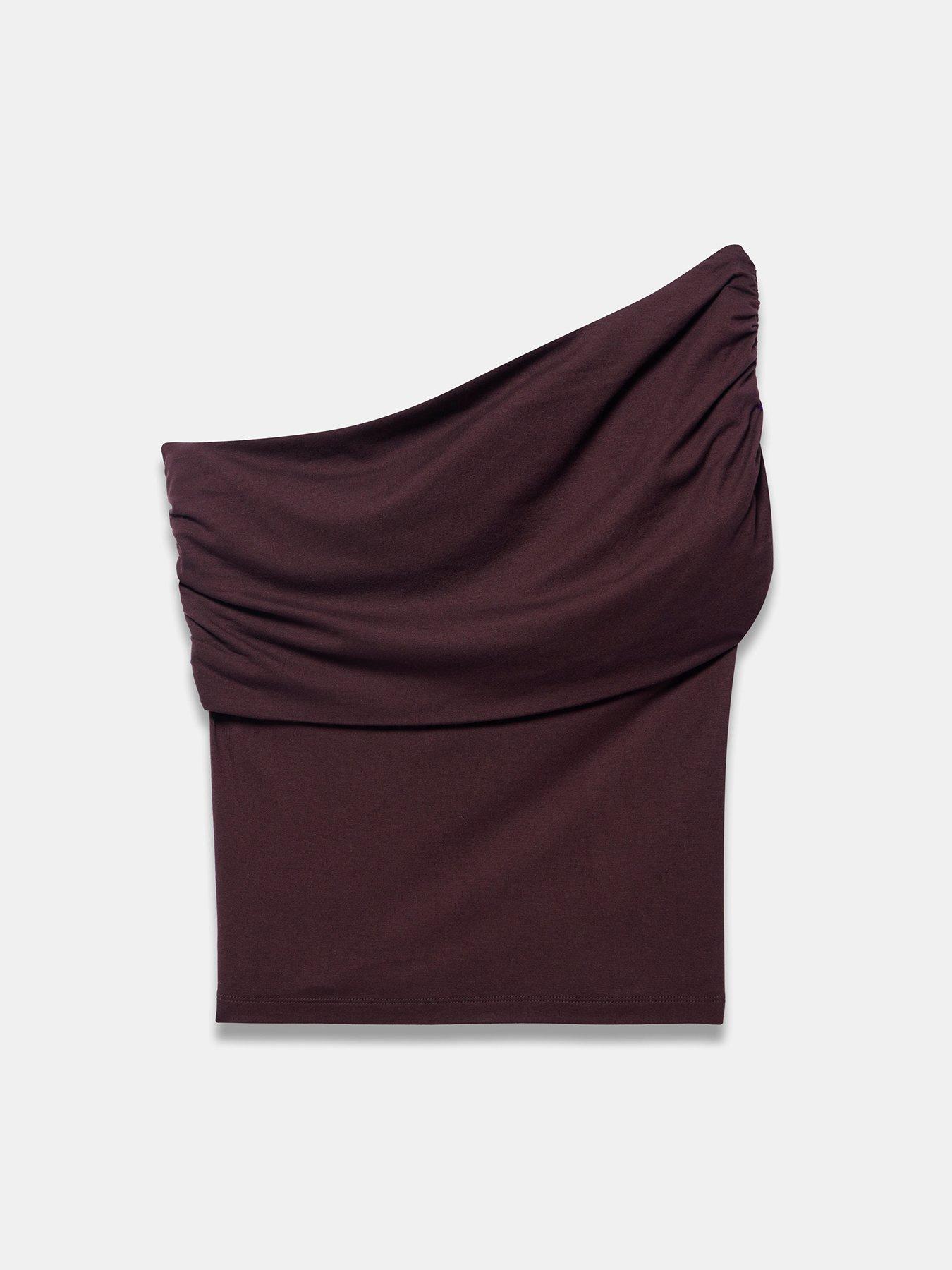 Image 5 of 6 of Mint Velvet One Shoulder Top - Brown