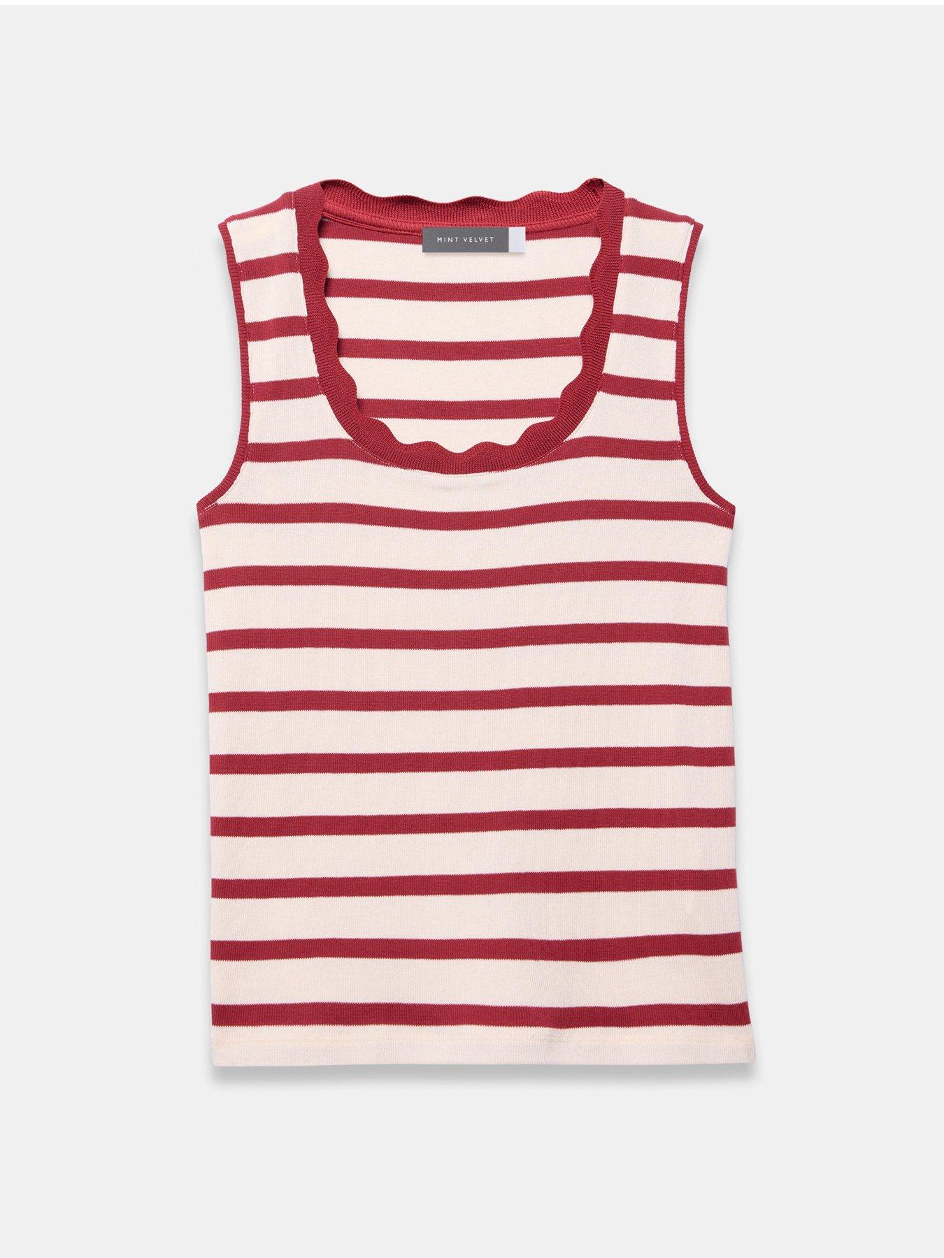 Image 5 of 6 of Mint Velvet Stripe Scallop Vest - Red