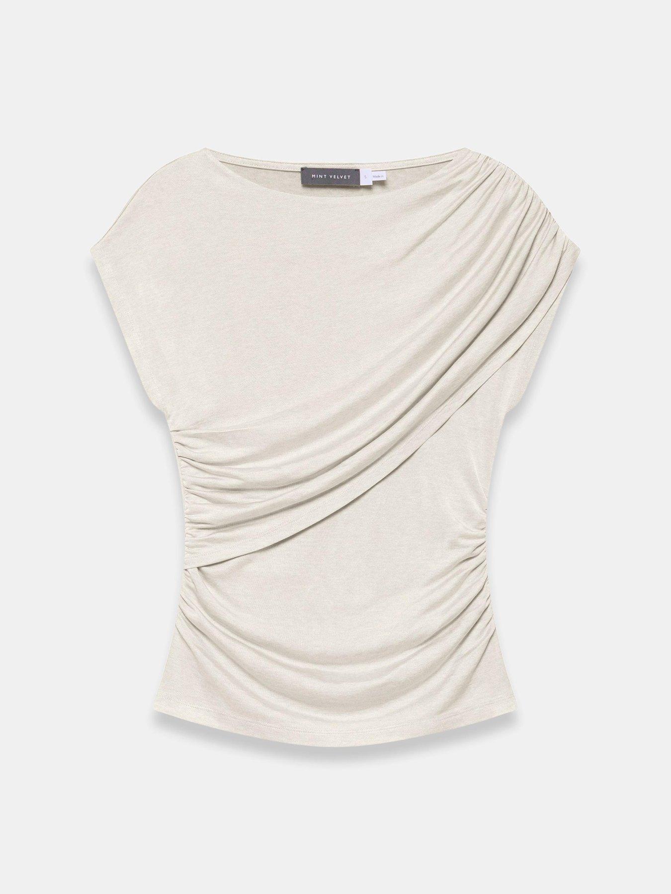 Image 5 of 6 of Mint Velvet Double Layer Drape Top - Neutral