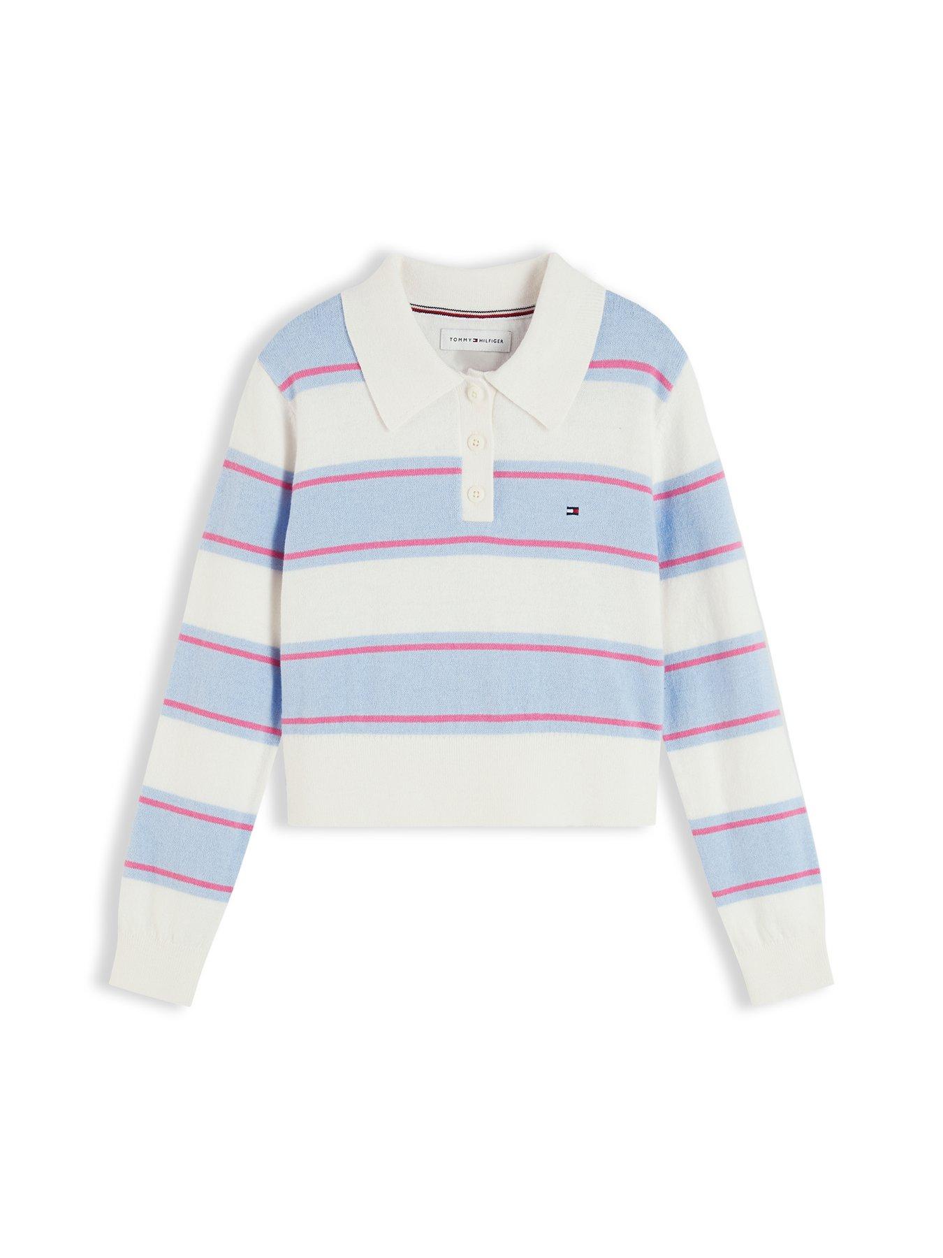 Image 5 of 5 of Tommy Hilfiger Girls Wool Blend Polo Sweater - Light Blue