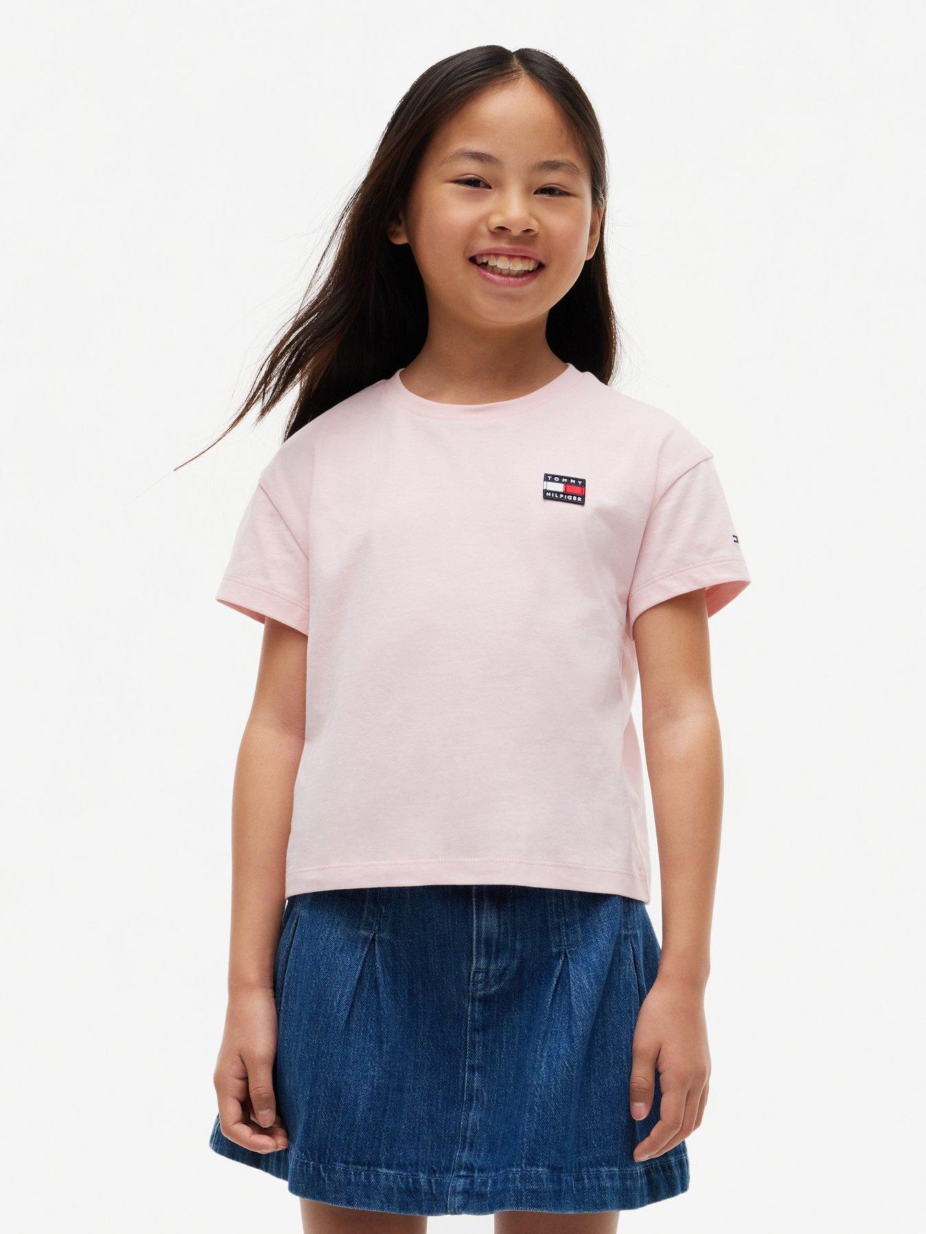 Tommy Hilfiger Girls Heritage Flag Short Sleeve T-Shirt - Pink