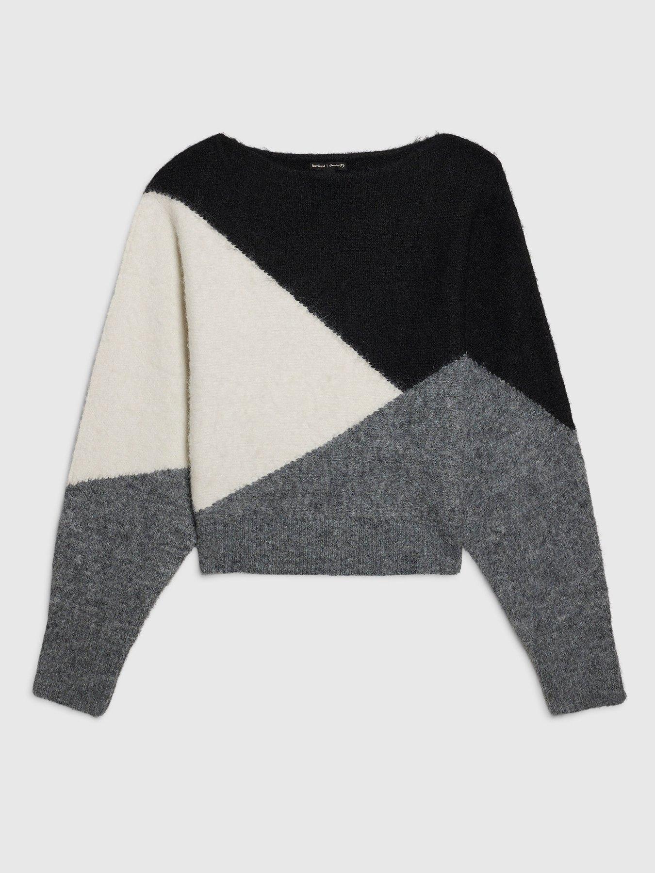 Image 5 of 6 of River Island Colour Block Batwing Long Sleeve Jumper - Black