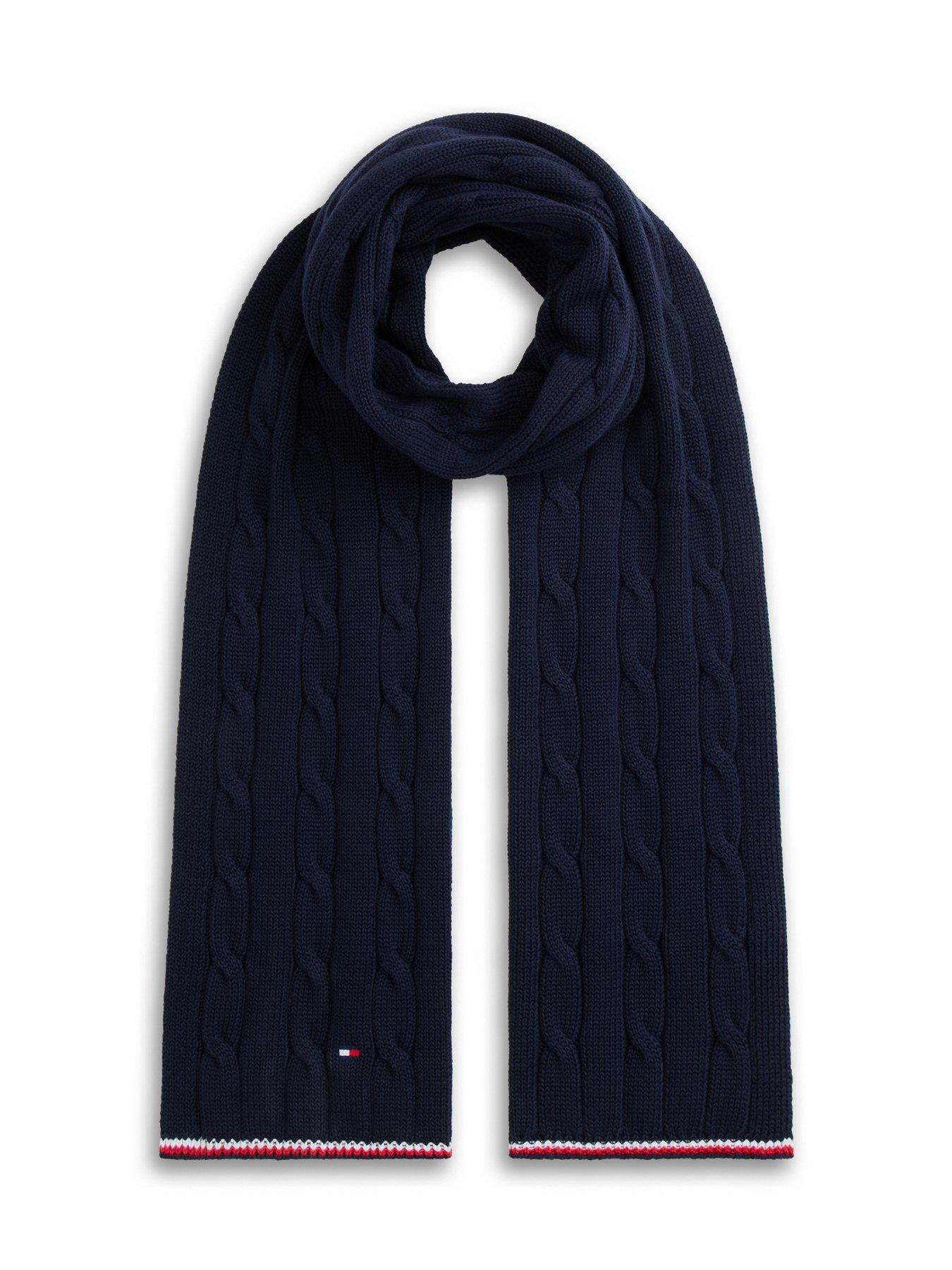 Image 3 of 4 of Tommy Hilfiger KKids Essentials Cable Knit Beanie And Scarf Set - Dark Blue