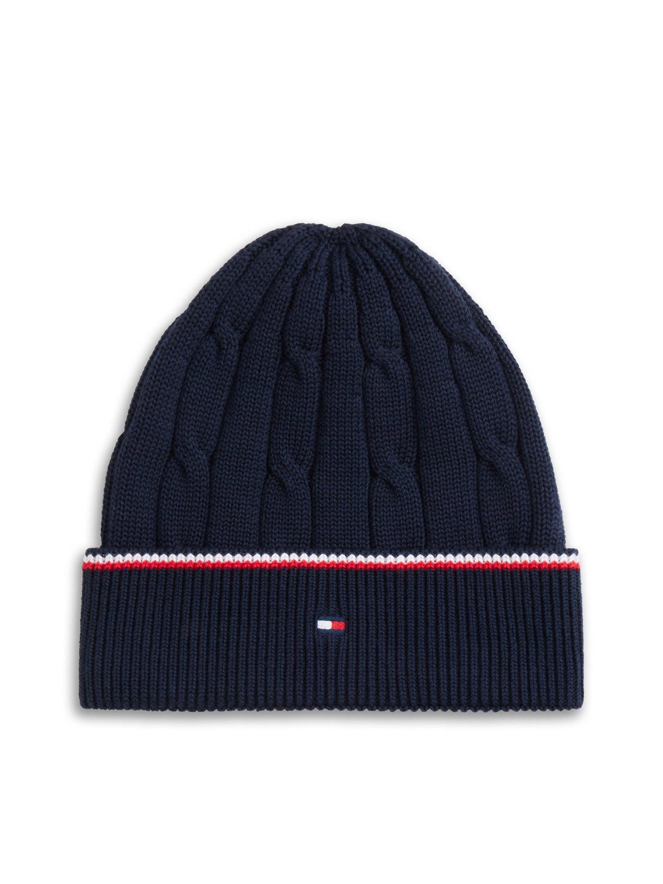 Image 4 of 4 of Tommy Hilfiger KKids Essentials Cable Knit Beanie And Scarf Set - Dark Blue