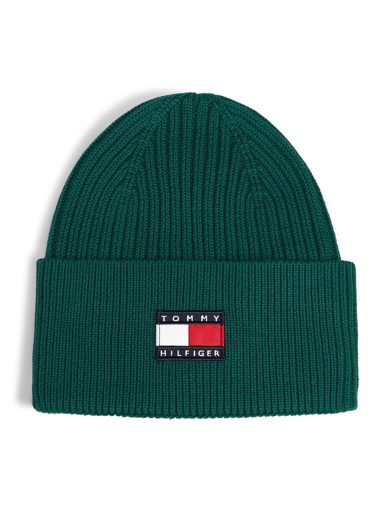 Image 1 of 5 of Tommy Hilfiger Unisex Heritage Flag Rib Knit Beanie Hat - Green