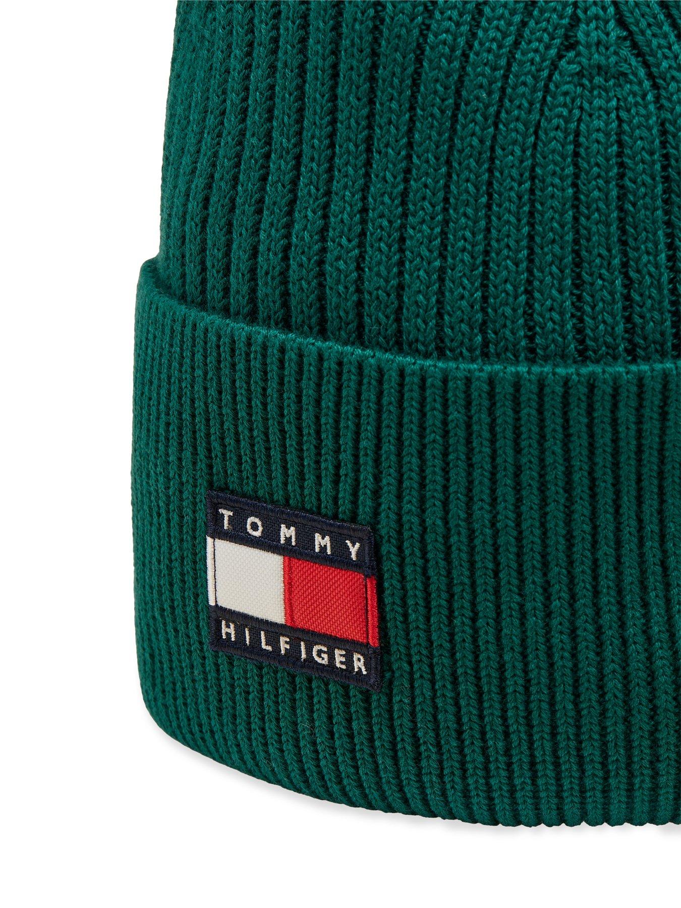 Image 4 of 5 of Tommy Hilfiger Unisex Heritage Flag Rib Knit Beanie Hat - Green
