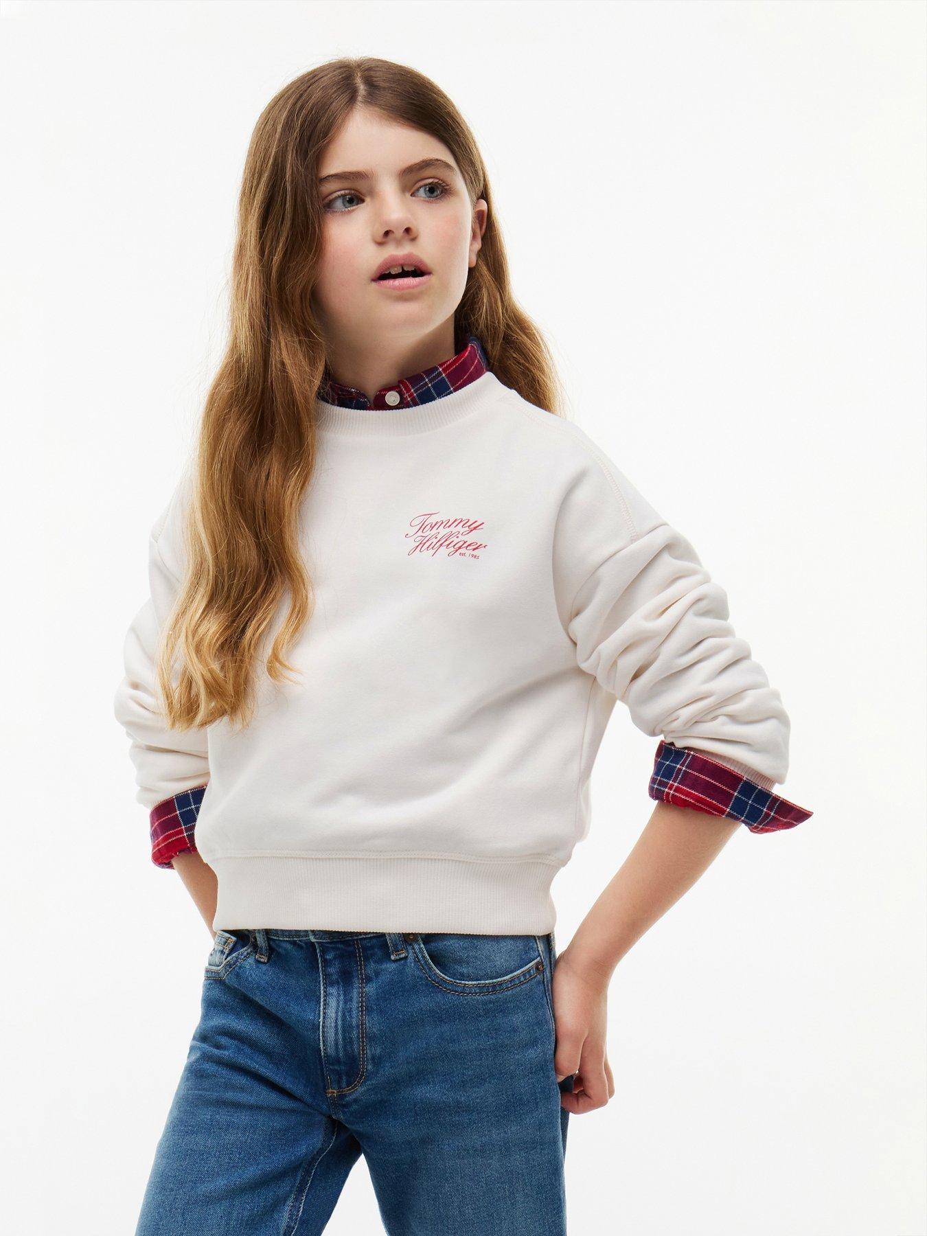 Tommy Hilfiger Girls Script Printed Sweatshirt - Off White