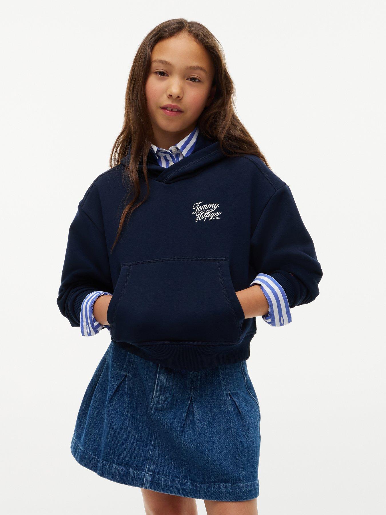 Tommy Hilfiger Girls Tommy Script Hoodie - Dark Blue