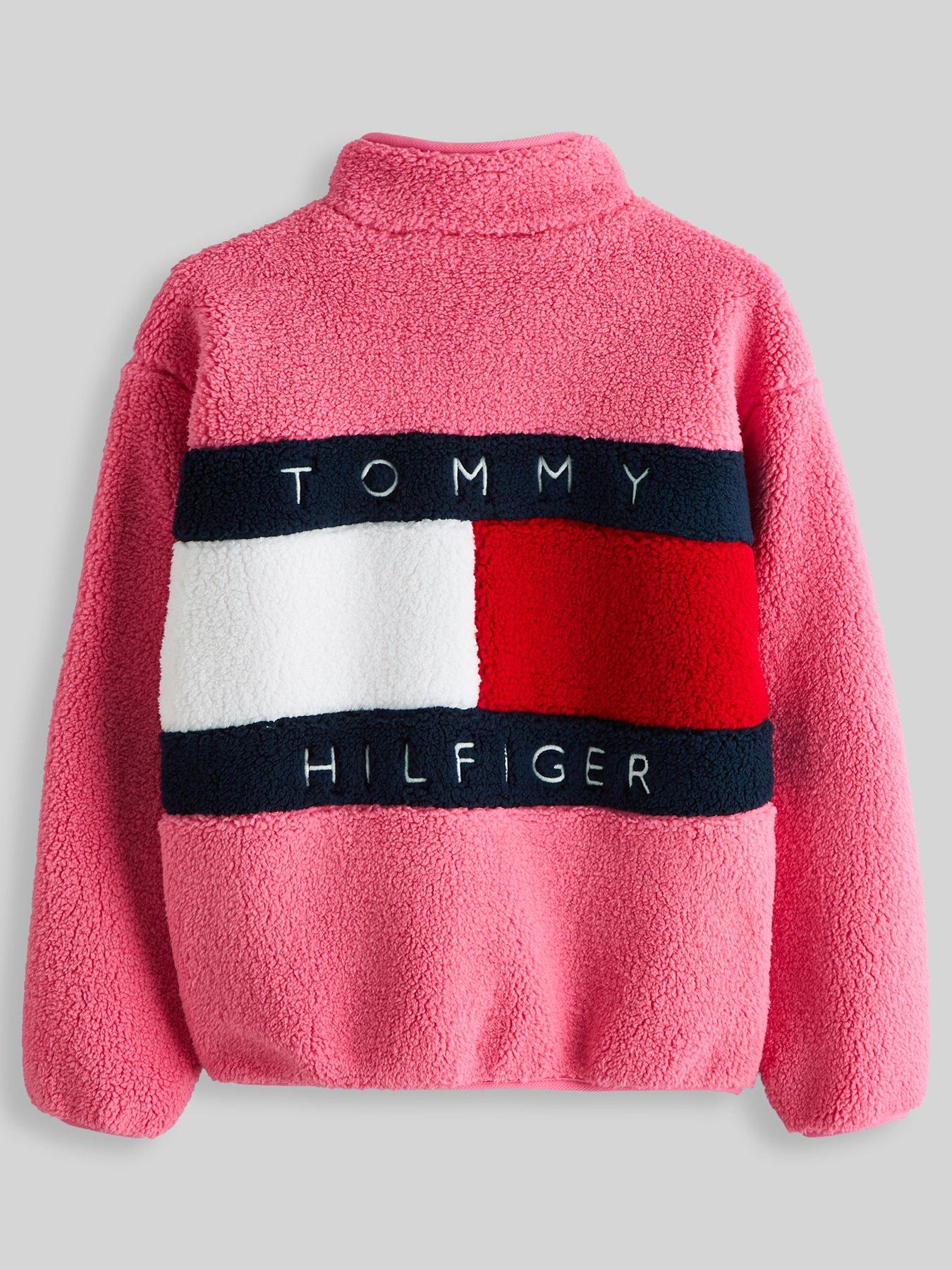 Image 2 of 5 of Tommy Hilfiger Girls Flag Full Zip Sweatshirt - Pink