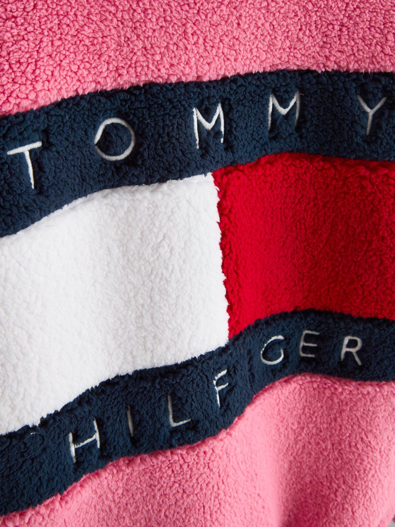 Image 5 of 5 of Tommy Hilfiger Girls Flag Full Zip Sweatshirt - Pink