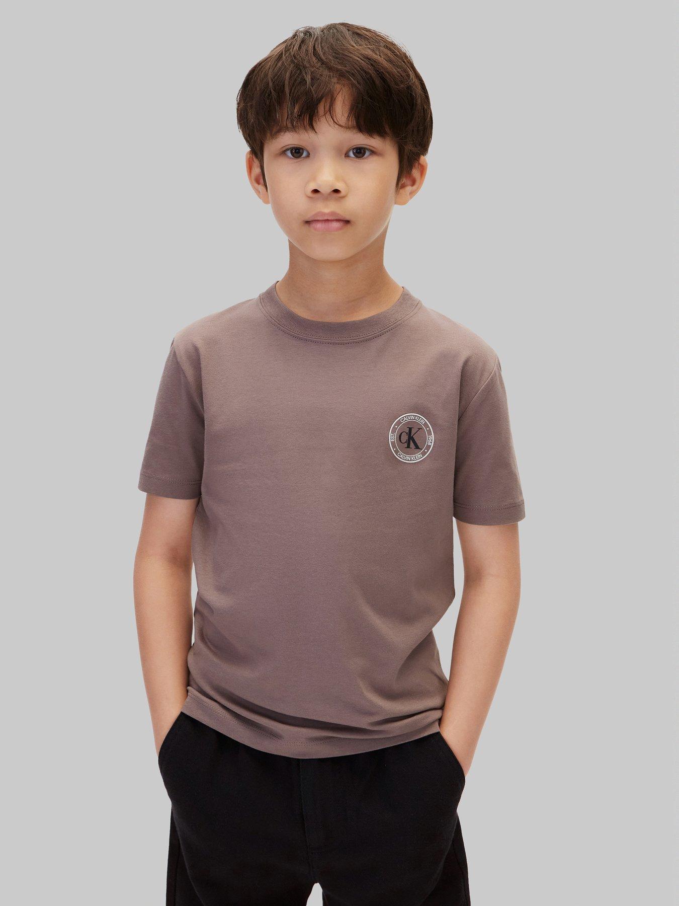 Image 1 of 6 of Calvin Klein Jeans Boys' Small Chest Circle Logo Short Sleeve T Shirt - Grey