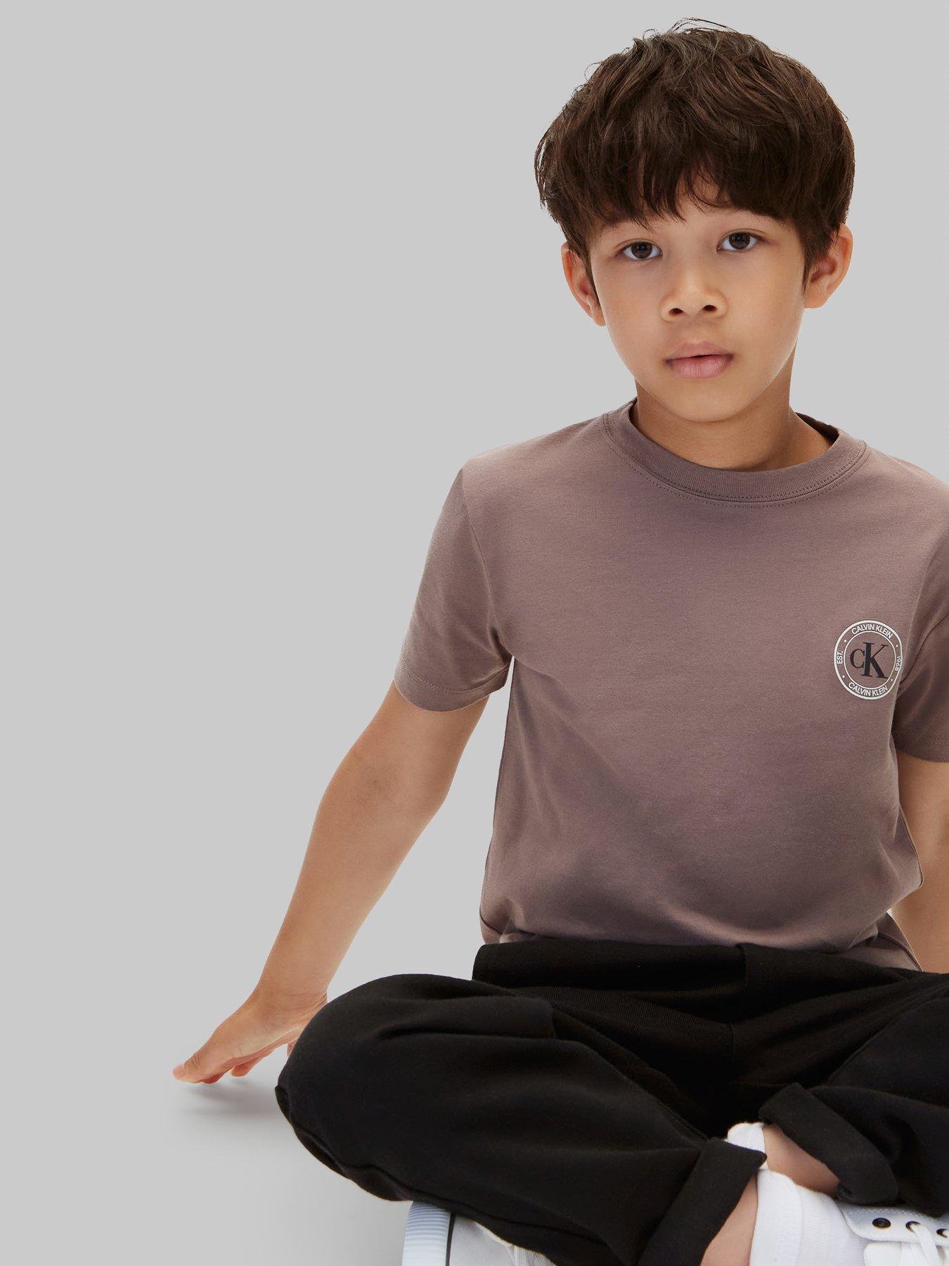 Image 4 of 6 of Calvin Klein Jeans Boys' Small Chest Circle Logo Short Sleeve T Shirt - Grey
