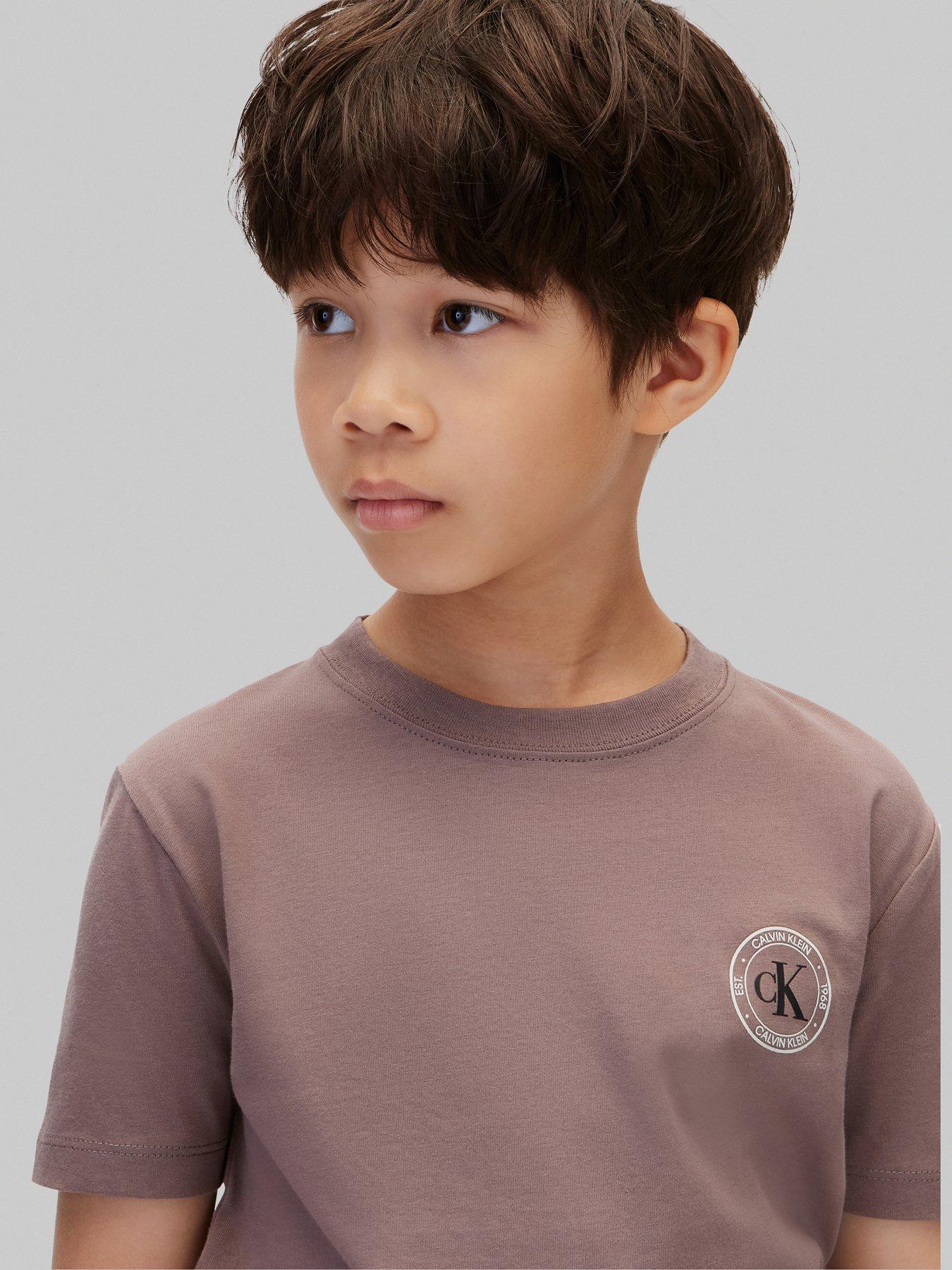 Image 5 of 6 of Calvin Klein Jeans Boys' Small Chest Circle Logo Short Sleeve T Shirt - Grey