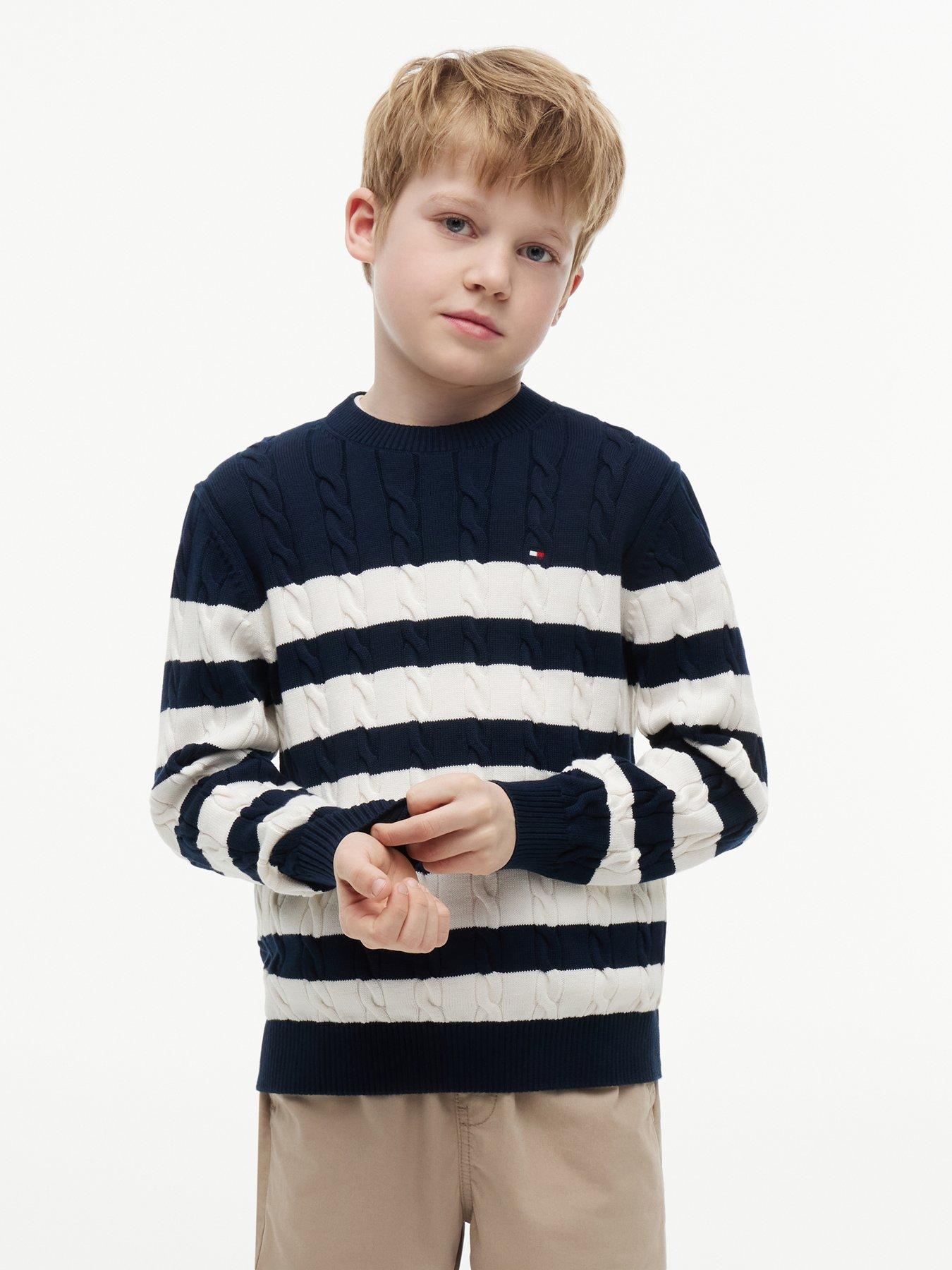 Image 1 of 5 of Tommy Hilfiger Boys Cotton Cable Sweater - Blue