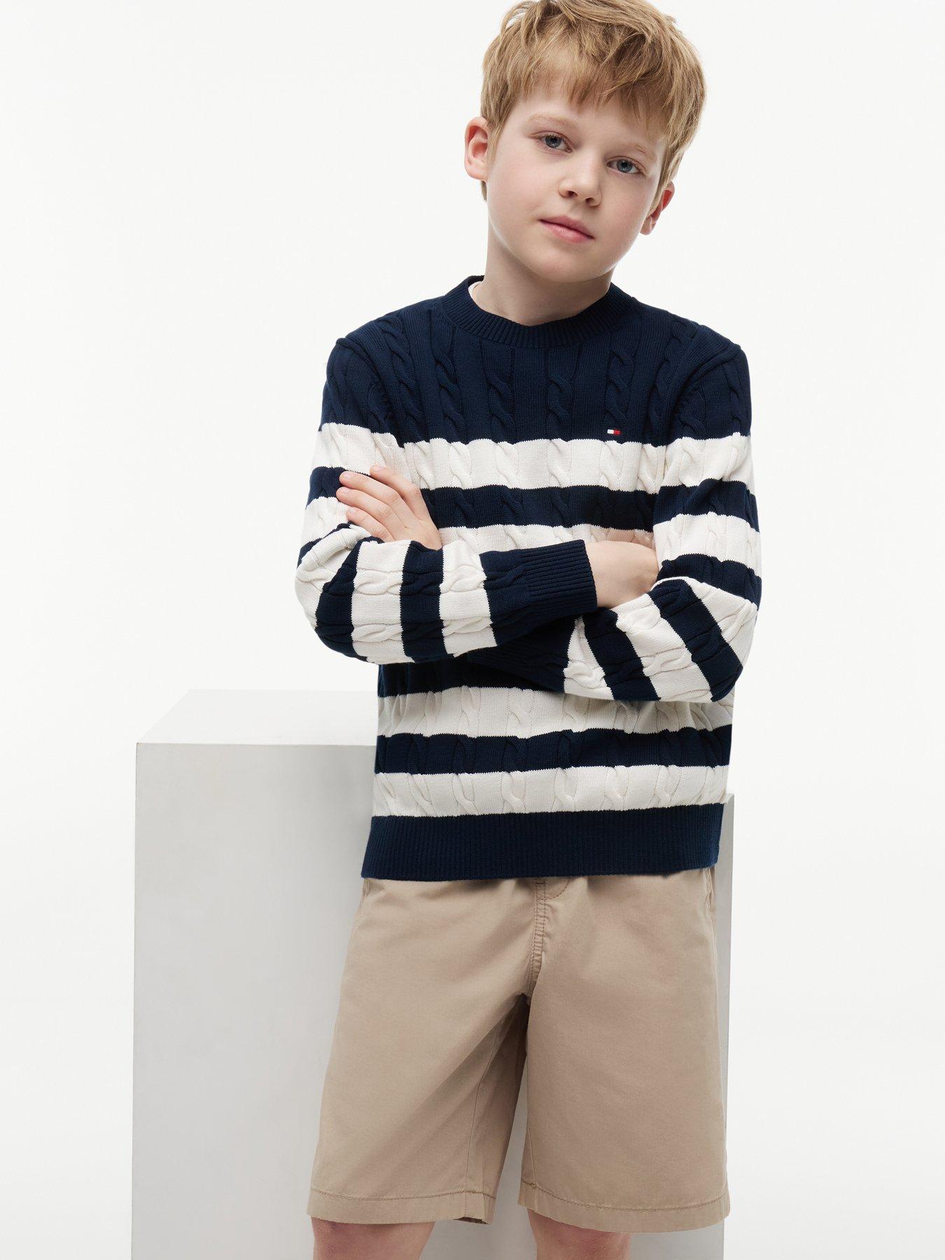Image 4 of 5 of Tommy Hilfiger Boys Cotton Cable Sweater - Blue
