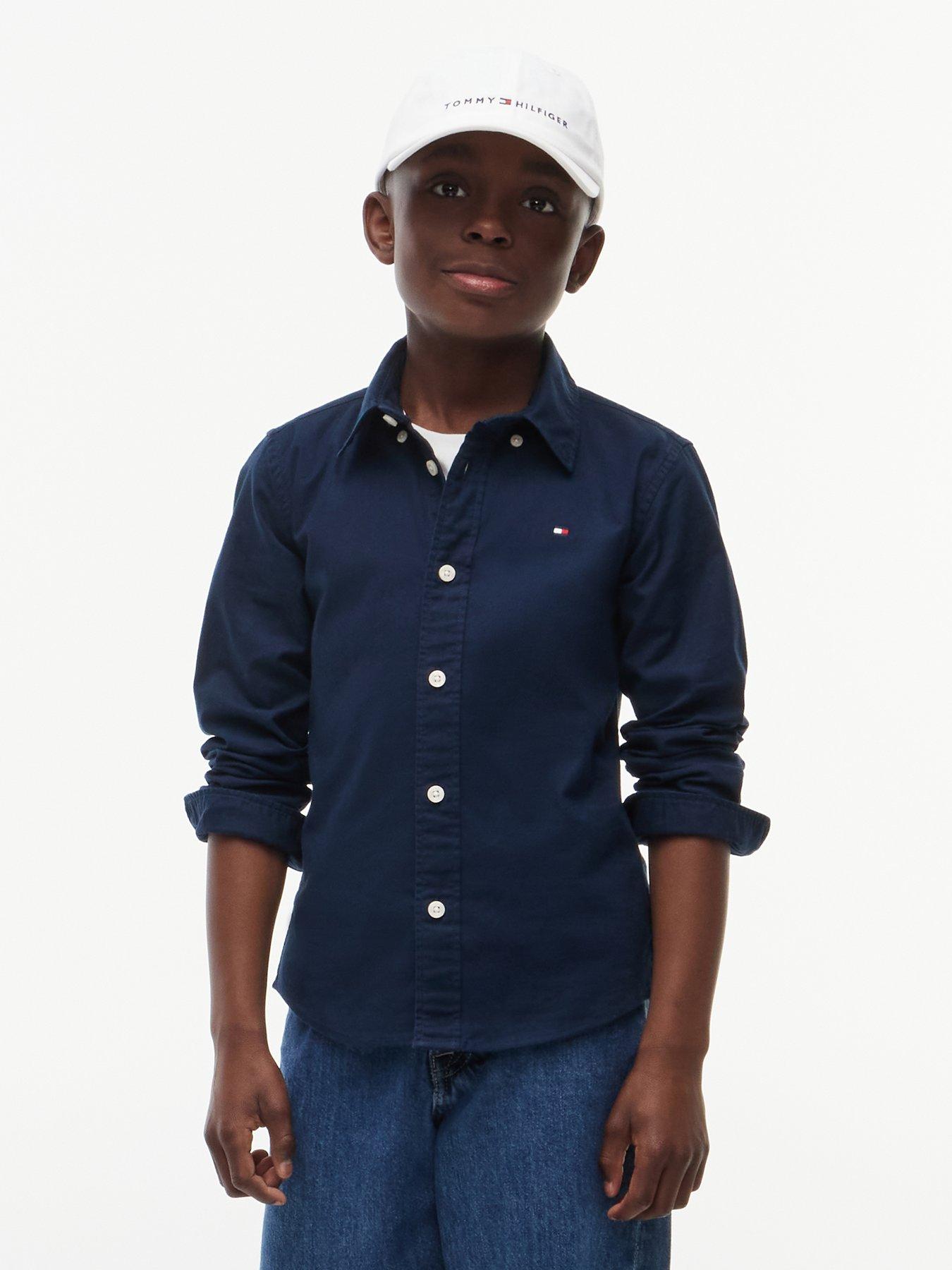 Tommy Hilfiger Boys Flag Oxford Long Sleeve Shirt - Dark Blue