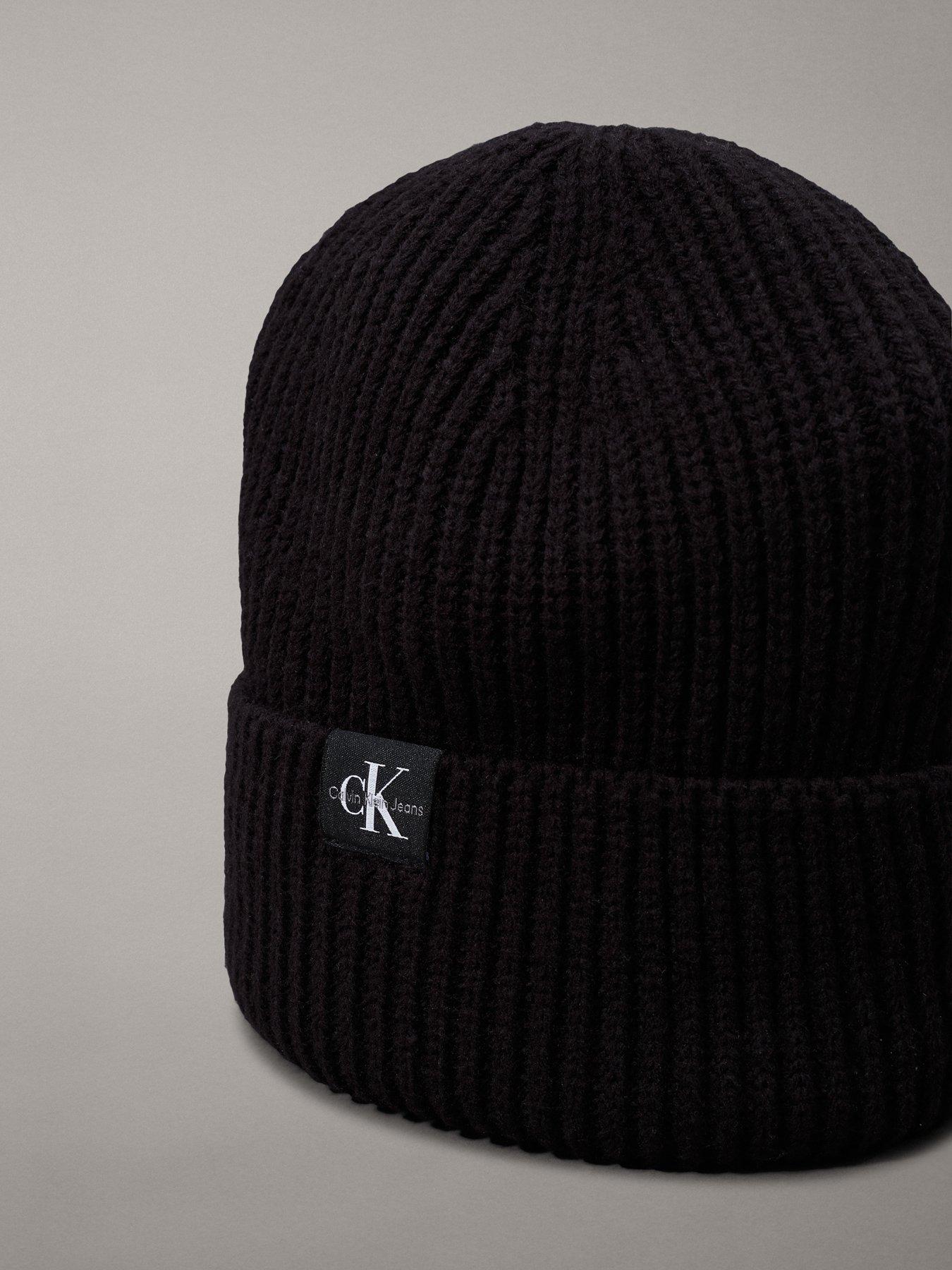 Image 3 of 3 of Calvin Klein Jeans Kids Monogram Rib Beanie - Black