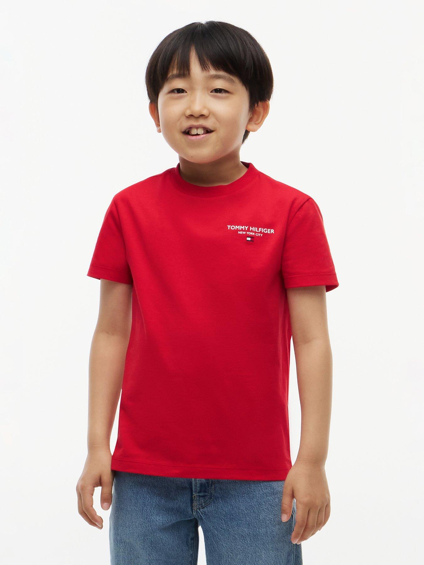 Tommy Hilfiger Boys Essential Logo Short Sleeve T-Shirt - Red