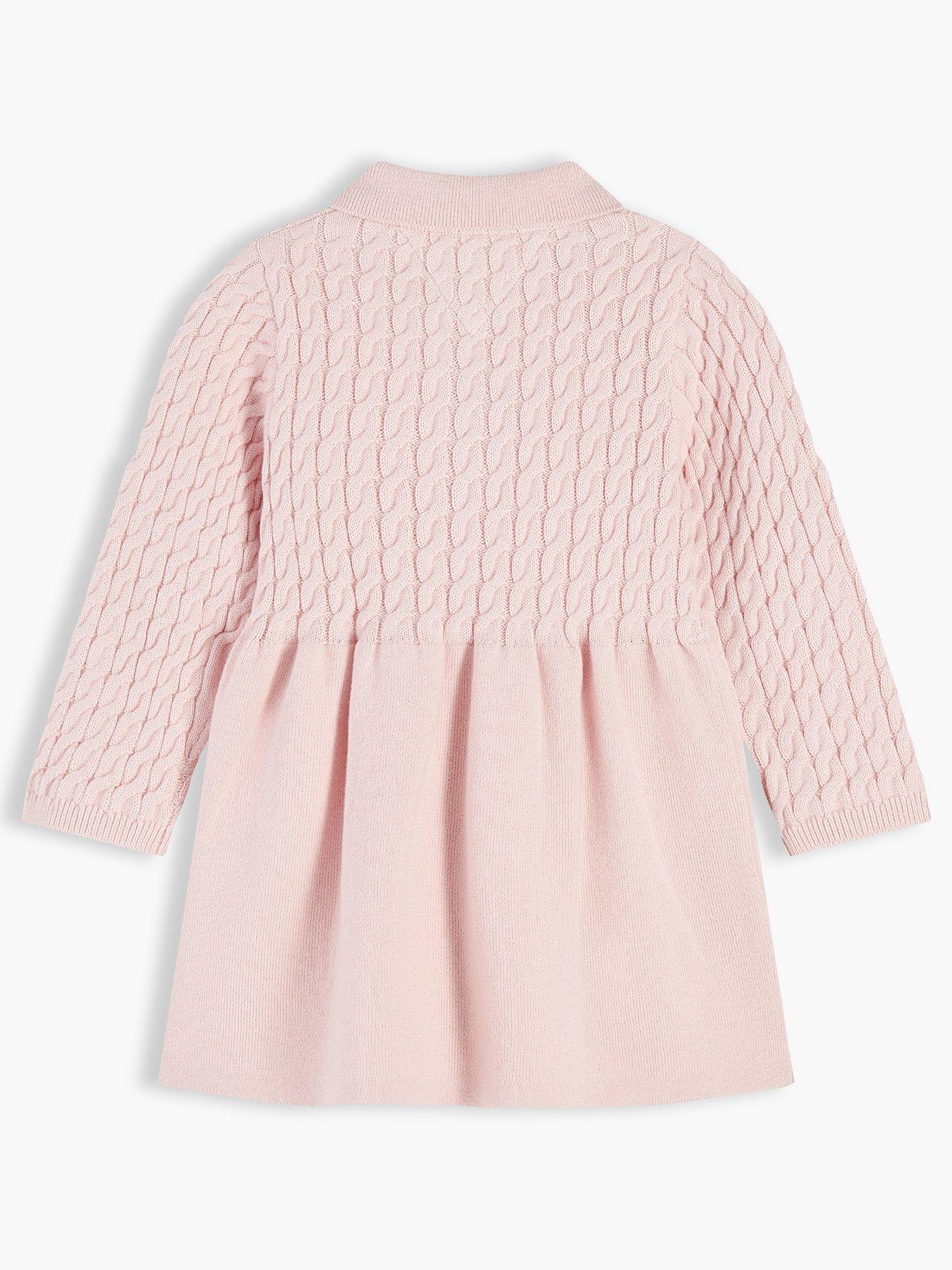 Image 2 of 3 of Tommy Hilfiger Girls Cable Knit Button Neck Sweater Dress - Pink