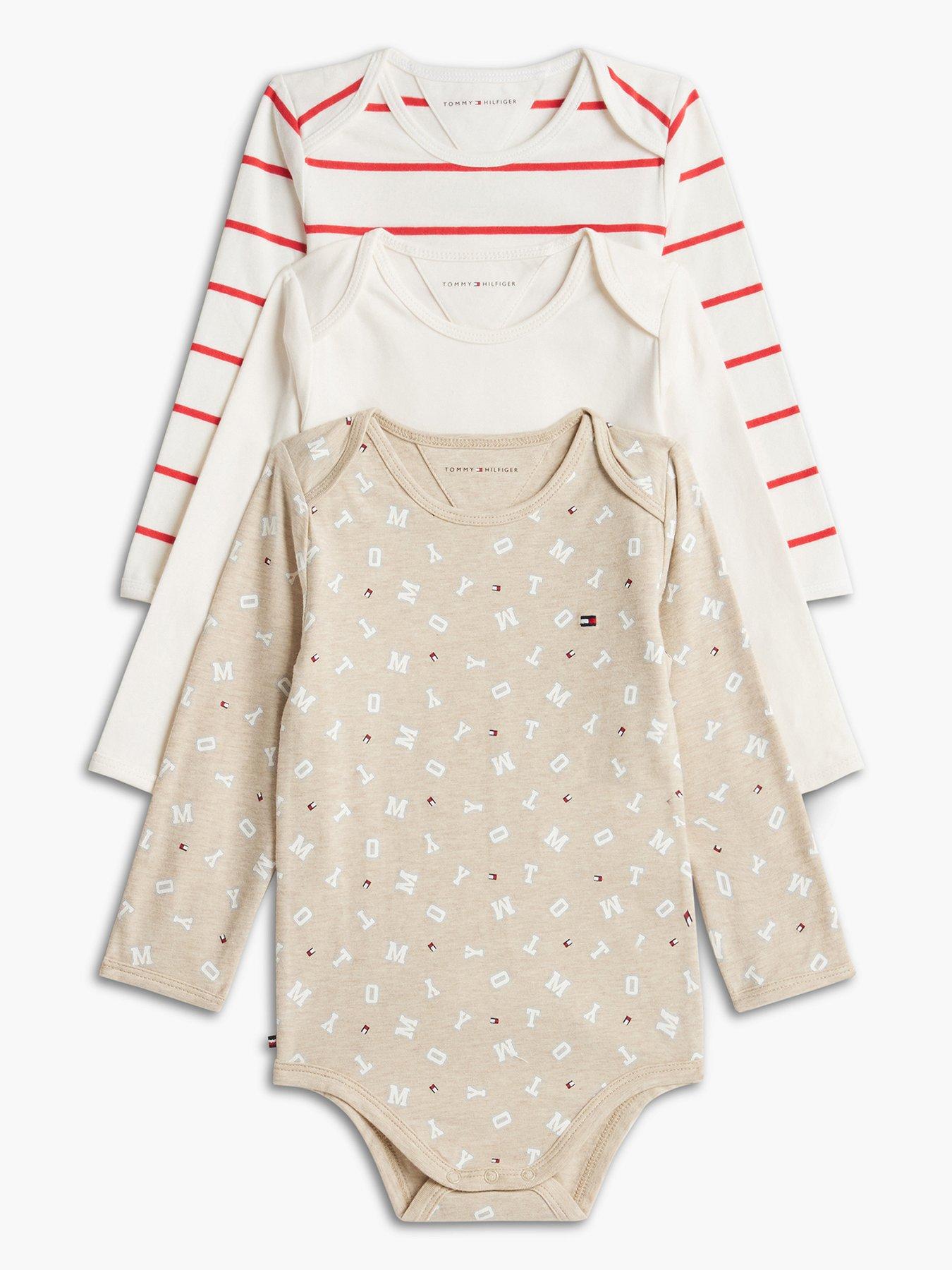 Image 1 of 2 of Tommy Hilfiger Baby 3 Pack Essential Long Sleeve Bodysuits - Multi