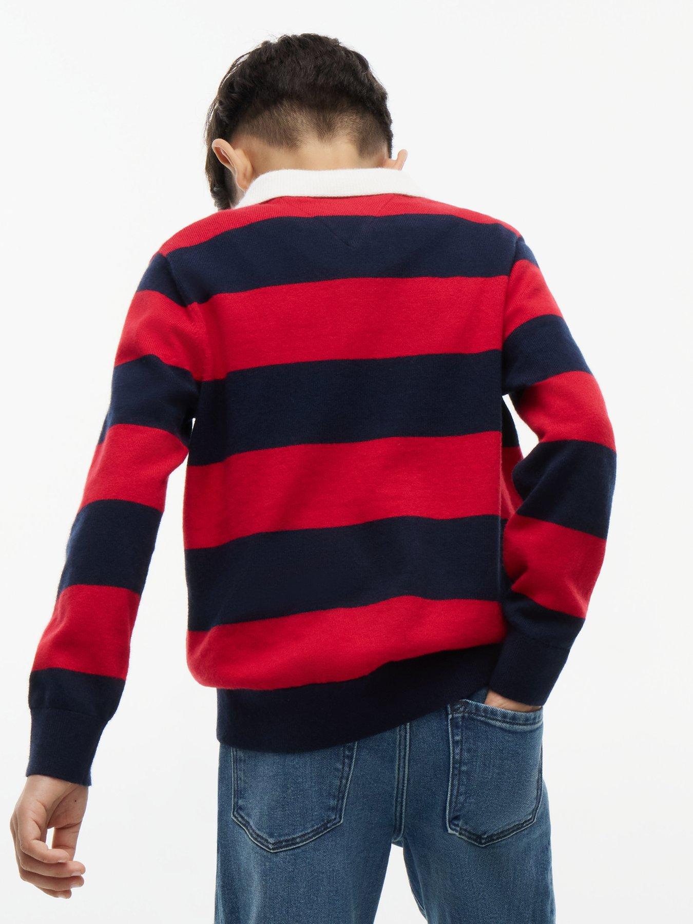 Image 2 of 5 of Tommy Hilfiger Boys Striped Long Sleeve Knitted Polo Shirt - Multi