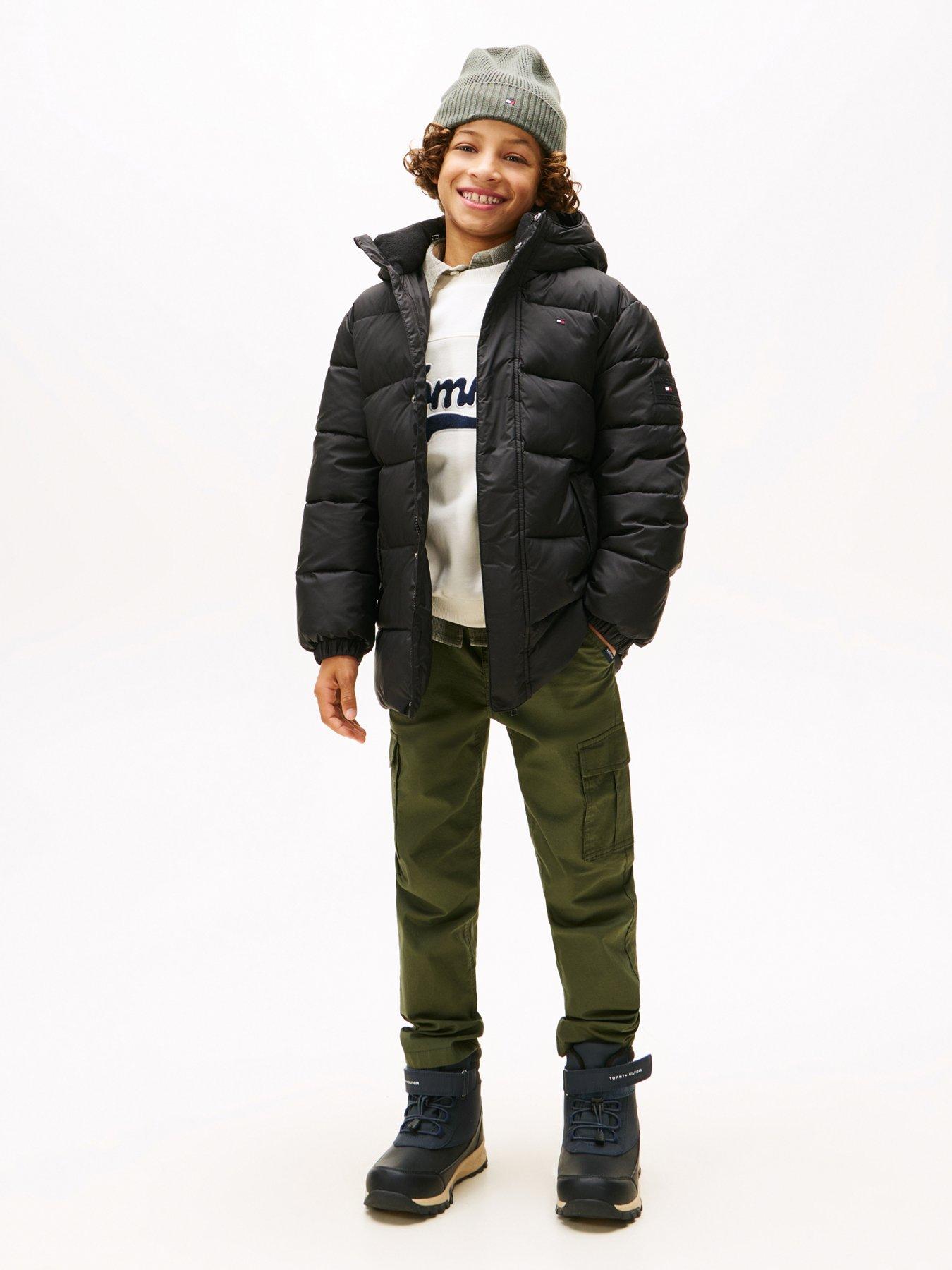 Image 1 of 5 of Tommy Hilfiger Boys Essential Padded Hooded Zip-Through Parka - Black