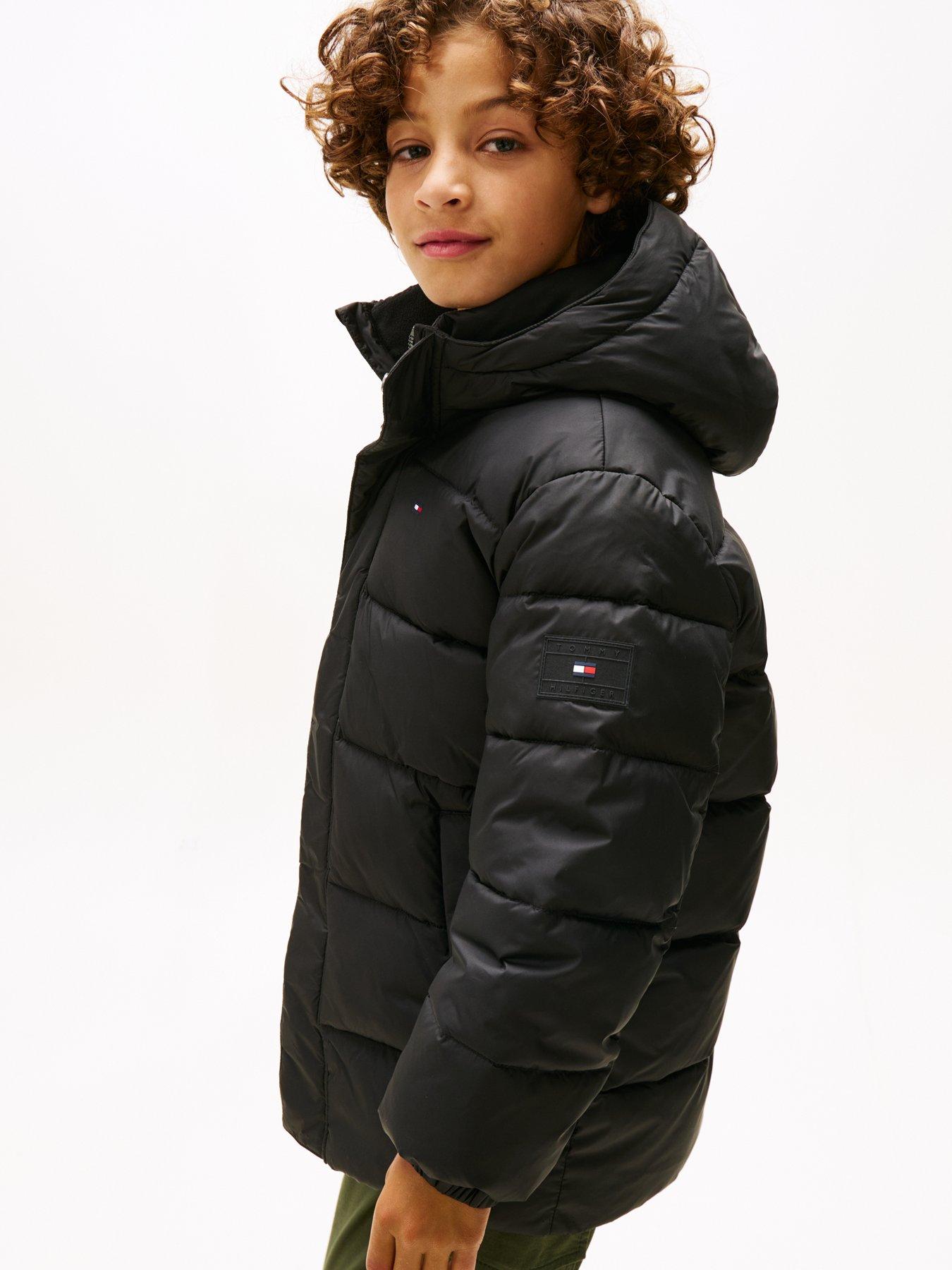 Image 3 of 5 of Tommy Hilfiger Boys Essential Padded Hooded Zip-Through Parka - Black