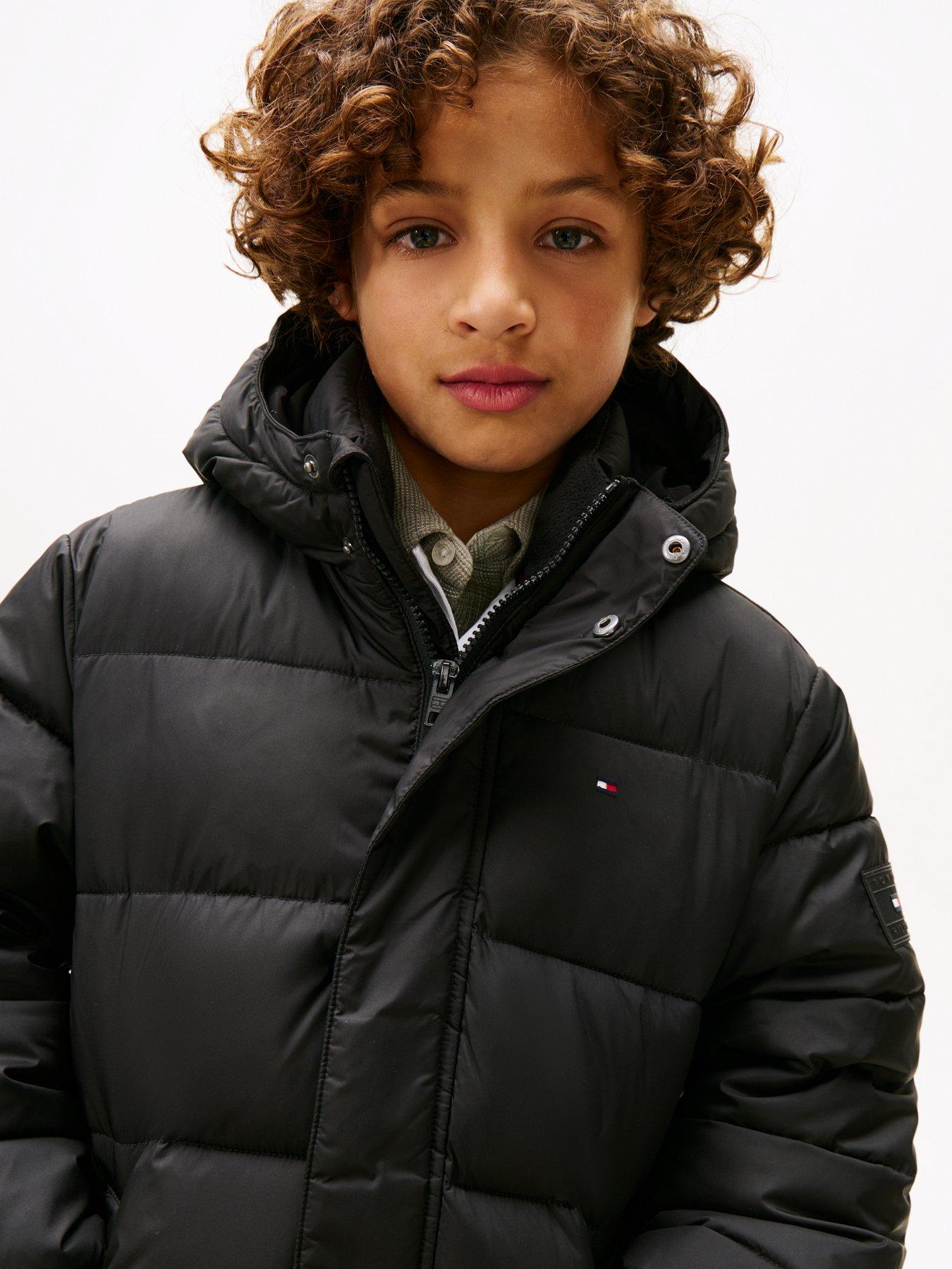 Image 4 of 5 of Tommy Hilfiger Boys Essential Padded Hooded Zip-Through Parka - Black