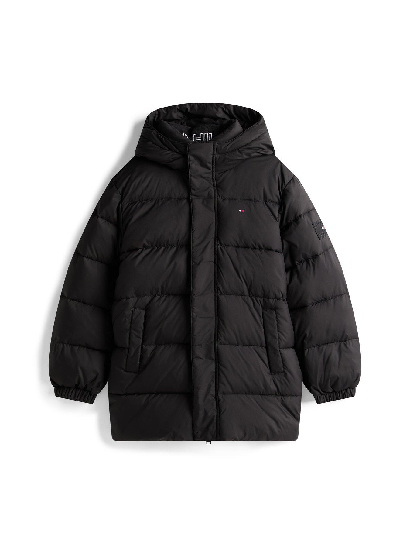 Image 5 of 5 of Tommy Hilfiger Boys Essential Padded Hooded Zip-Through Parka - Black