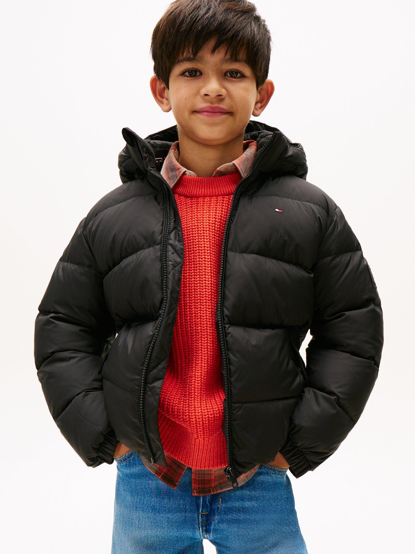 Image 1 of 5 of Tommy Hilfiger Boys Essential Down Hooded Puffer Zip Through Jacket - Black