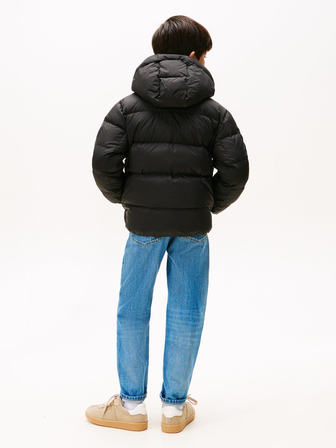 Image 2 of 5 of Tommy Hilfiger Boys Essential Down Hooded Puffer Zip Through Jacket - Black