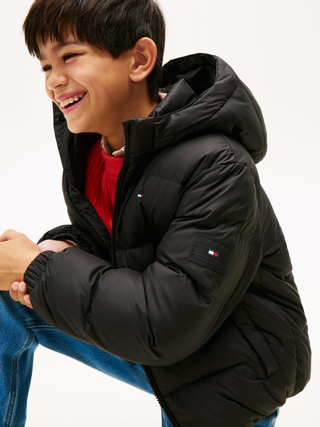 Image 4 of 5 of Tommy Hilfiger Boys Essential Down Hooded Puffer Zip Through Jacket - Black