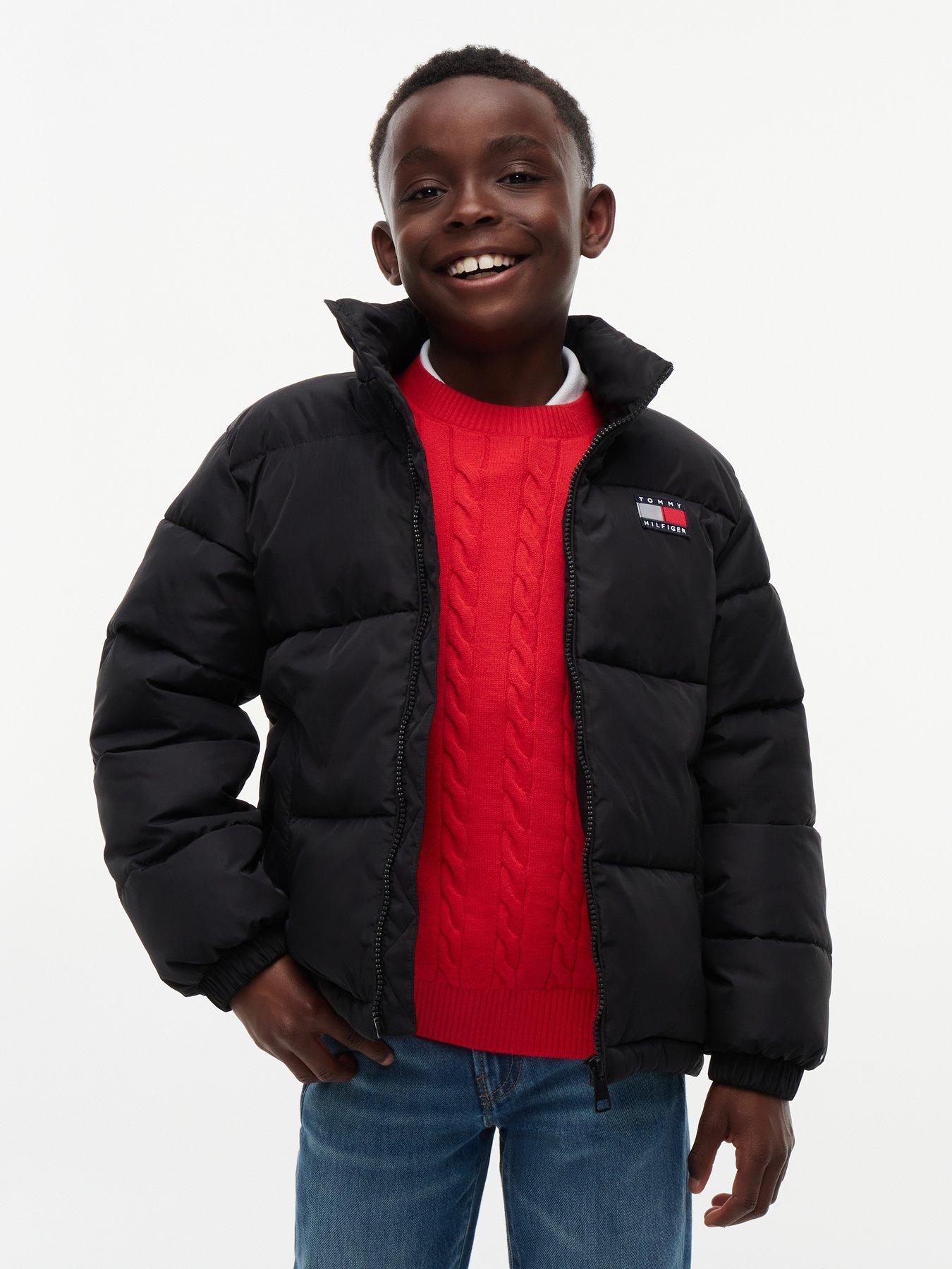 Image 1 of 6 of Tommy Hilfiger Boys Padded High Collar Zip Through Jacket - Black