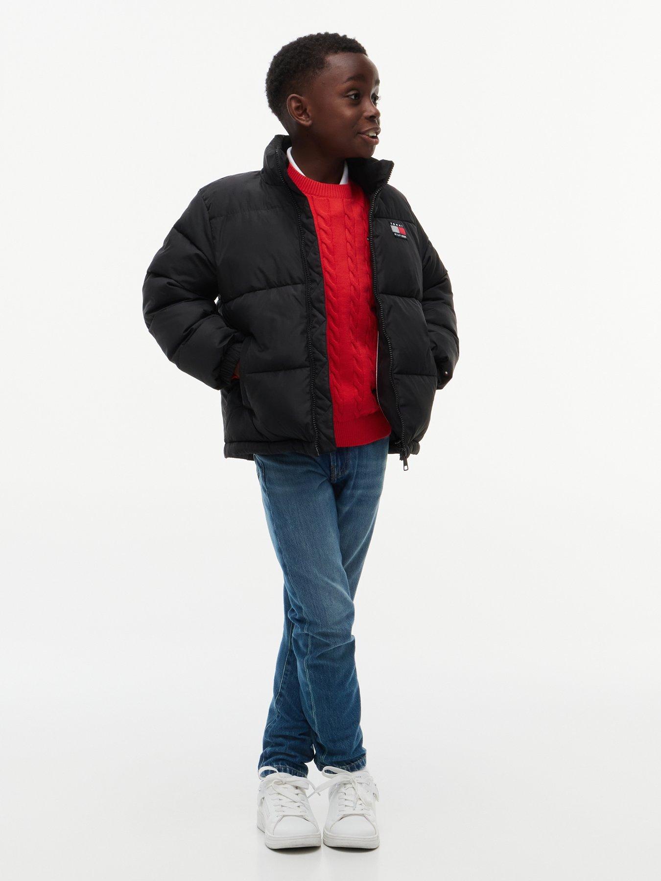 Image 3 of 6 of Tommy Hilfiger Boys Padded High Collar Zip Through Jacket - Black