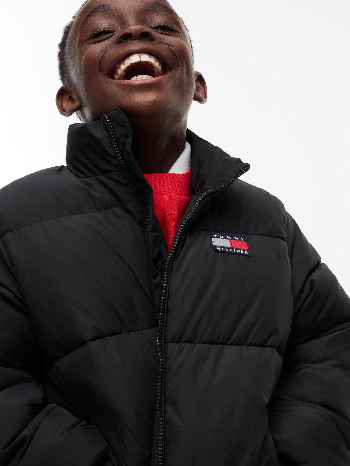 Image 4 of 6 of Tommy Hilfiger Boys Padded High Collar Zip Through Jacket - Black