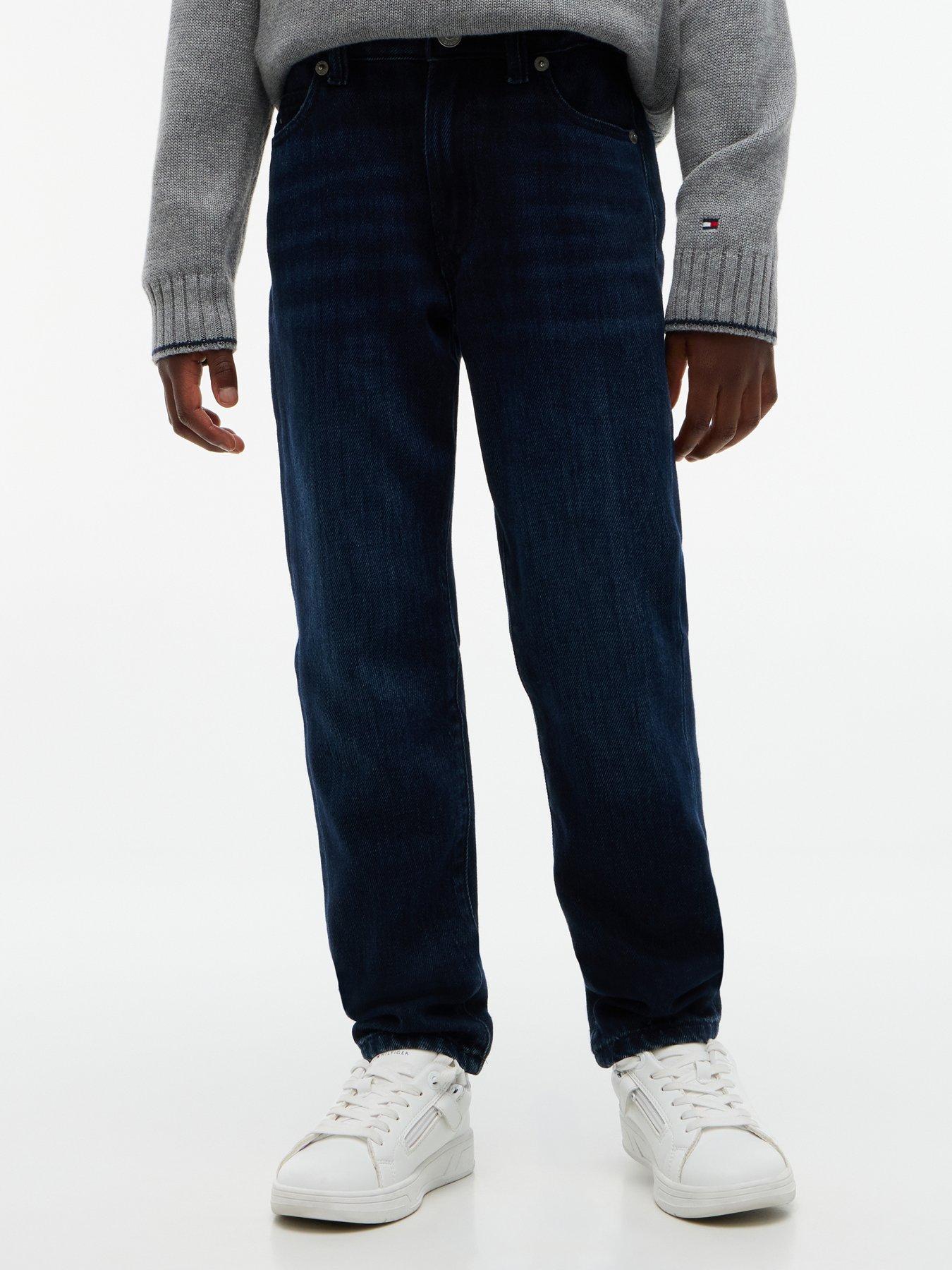 Tommy Hilfiger Boys Flag Embroidery Straight Jeans - Blue in Dark Blue