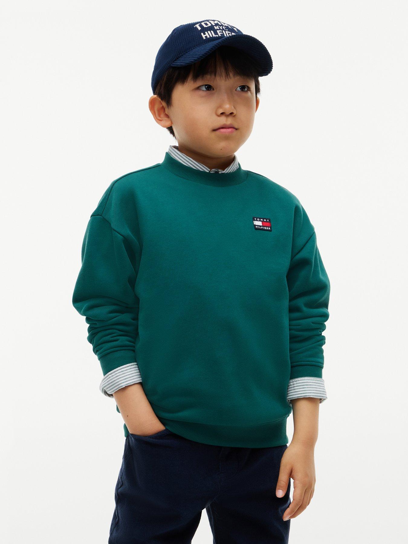 Tommy Hilfiger Boys Flag Heritage Crewneck Sweatshirt - Green