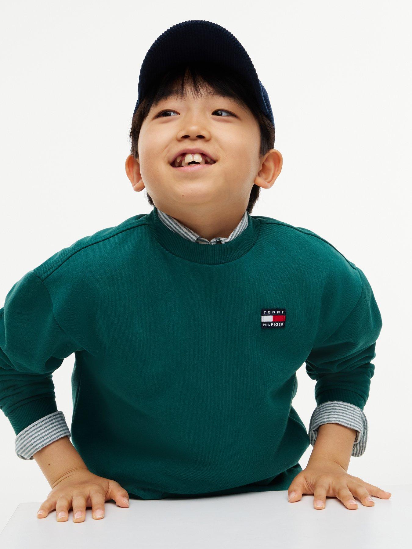 Image 3 of 3 of Tommy Hilfiger Boys Flag Heritage Crewneck Sweatshirt - Green