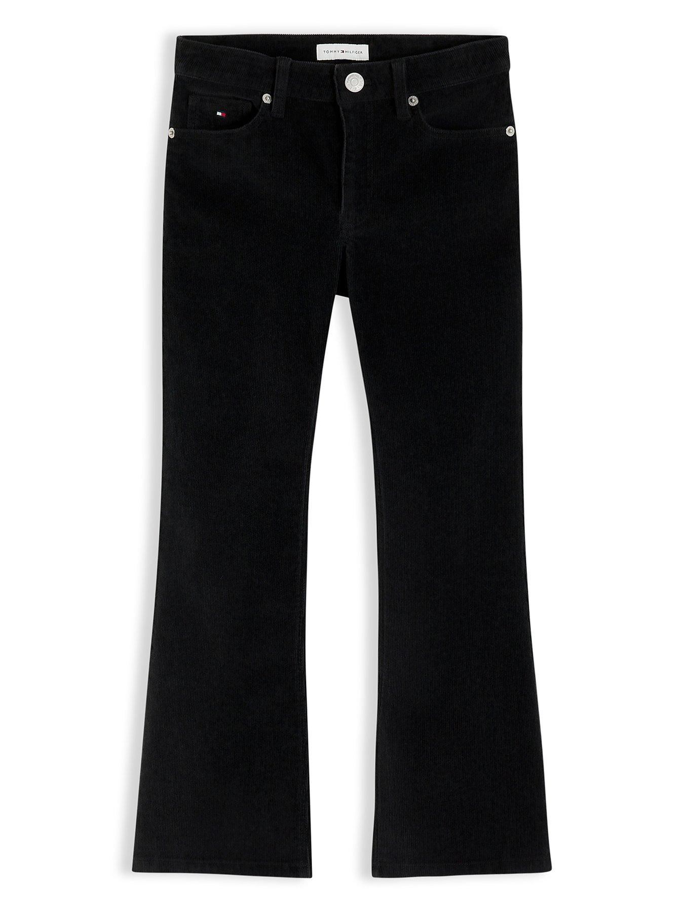 Tommy Hilfiger Girls Ribcord Flare Pants - Black